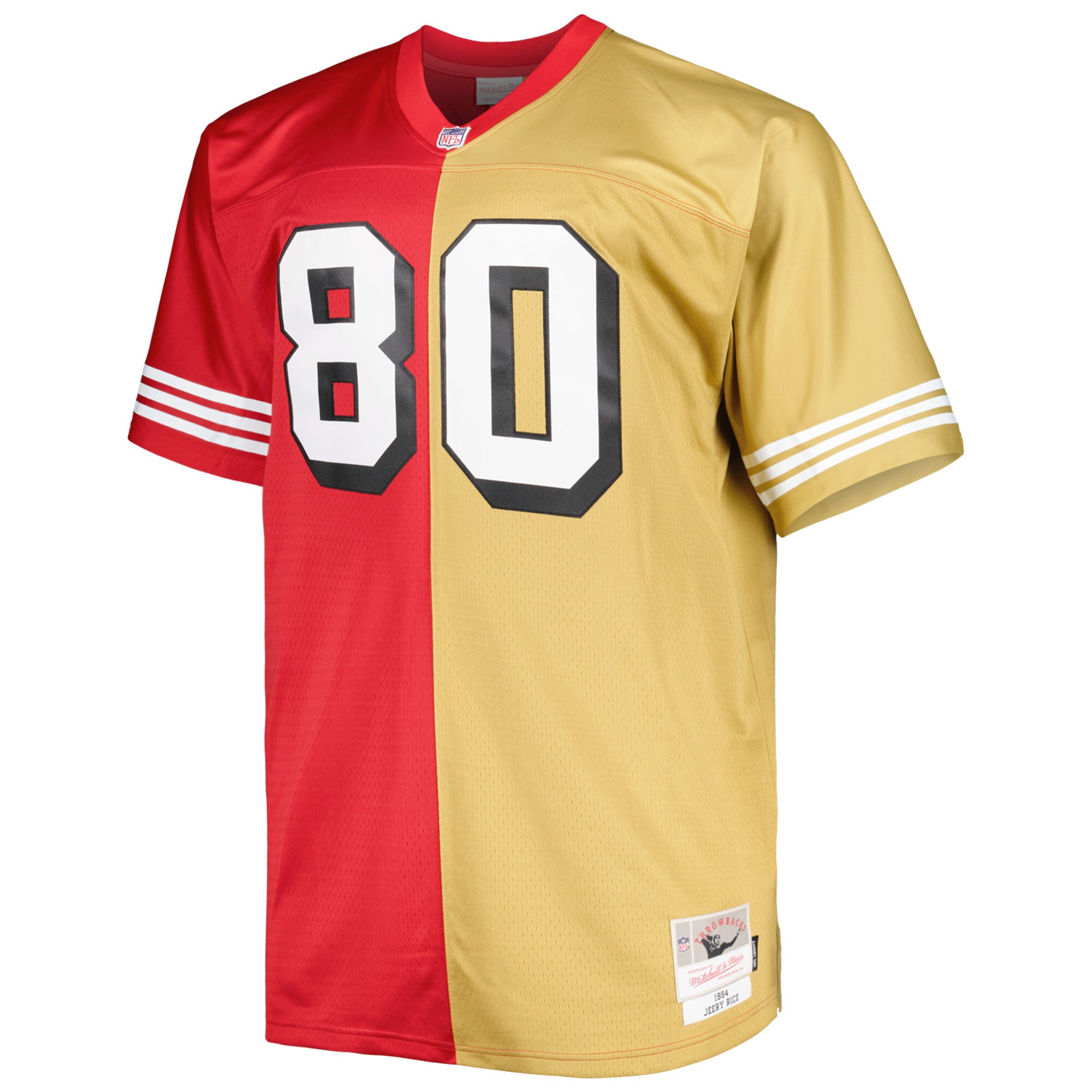 Jerry Rice San Francisco 49ers Mitchell & Ness Big & Tall Split Legacy Retired Player Replica Jersey – Scarlet/Gold Clowdercats
