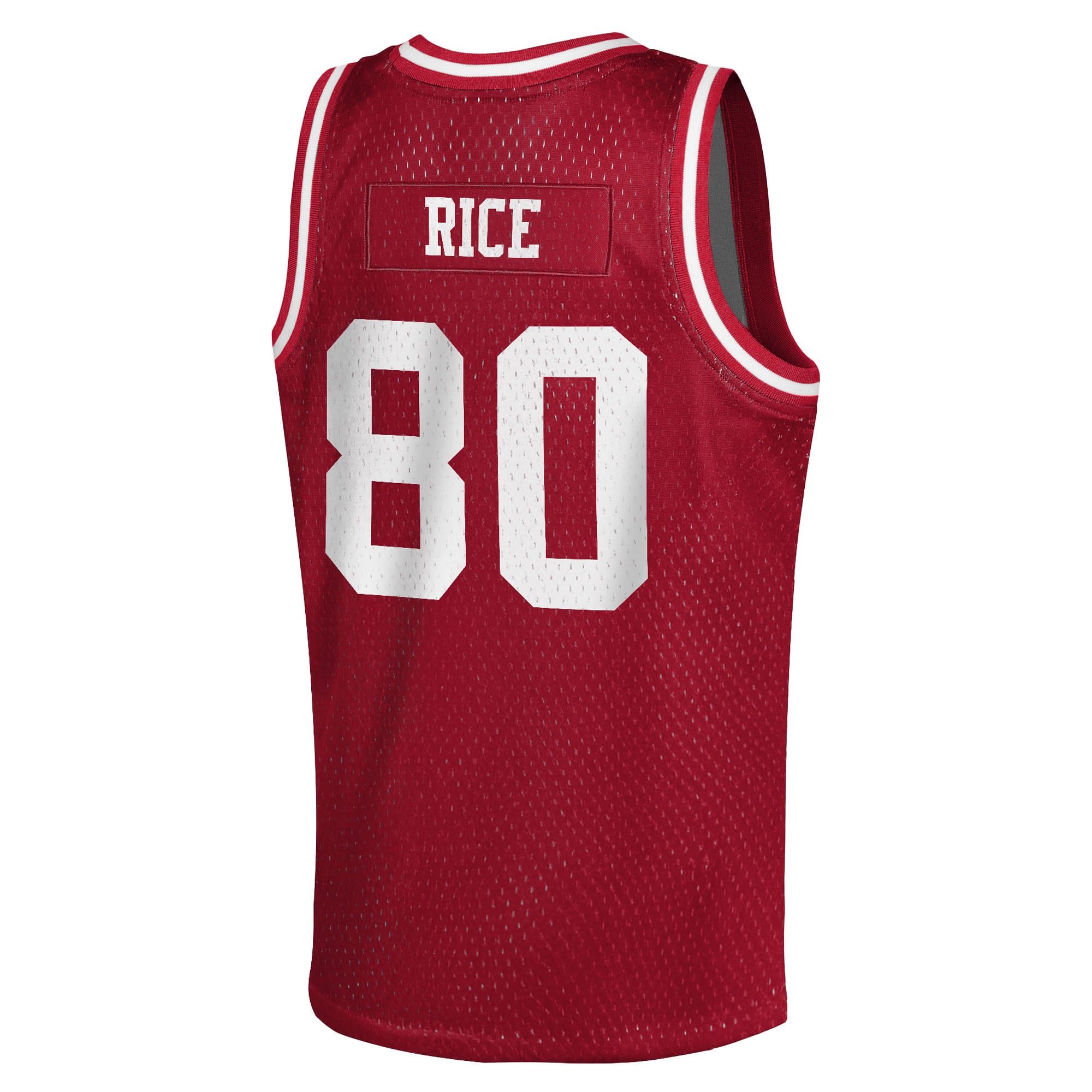 Jerry Rice San Francisco 49ers Mitchell & Ness Youth Retired Player NFL Basketball Fashion Jersey – Scarlet Clowdercats