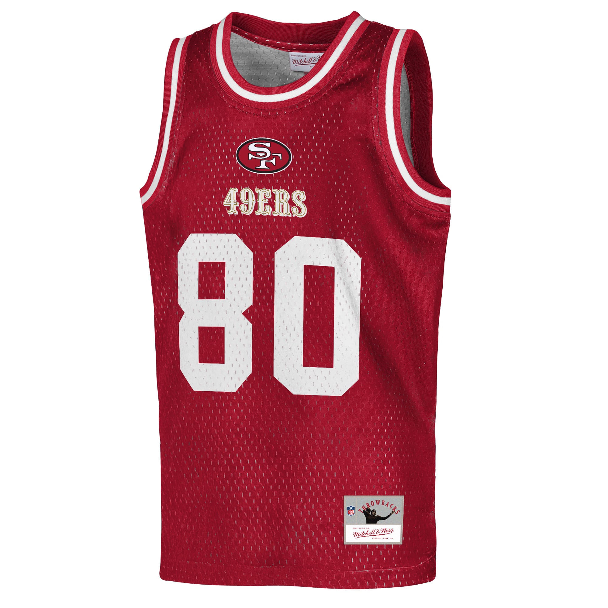 Jerry Rice San Francisco 49ers Mitchell & Ness Youth Retired Player NFL Basketball Fashion Jersey – Scarlet Clowdercats