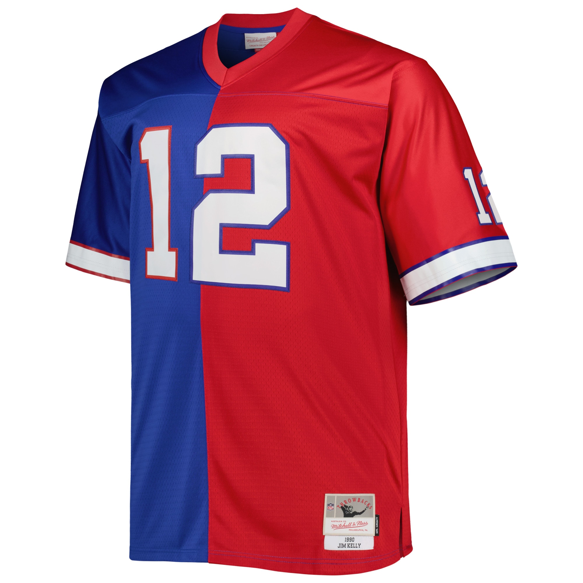Jim Kelly Buffalo Bills Mitchell & Ness Big & Tall Split Legacy Retired Player Replica Jersey – Royal/Red Clowdercats