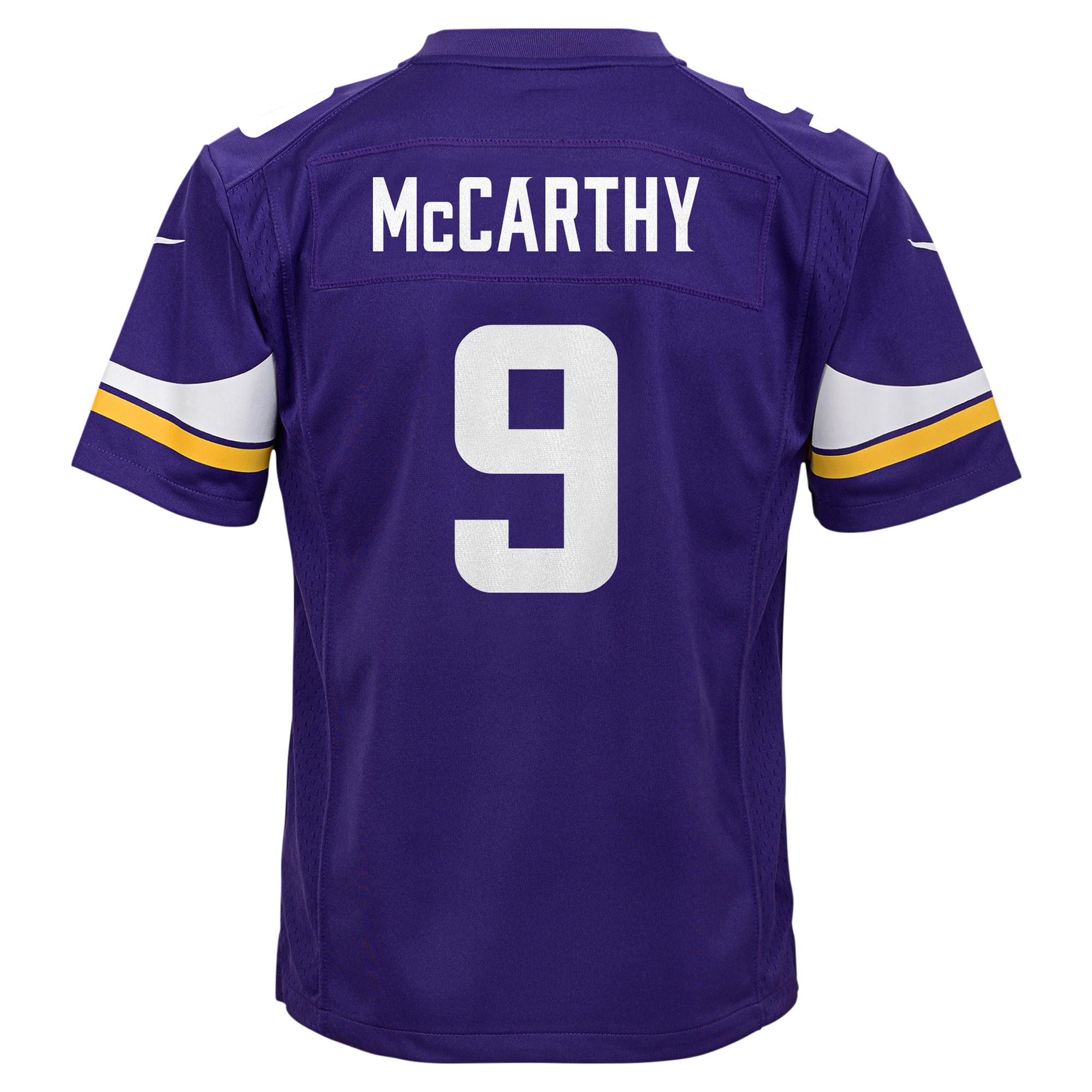 J.J. McCarthy Minnesota Vikings Nike Youth Game Jersey – Purple Clowdercats