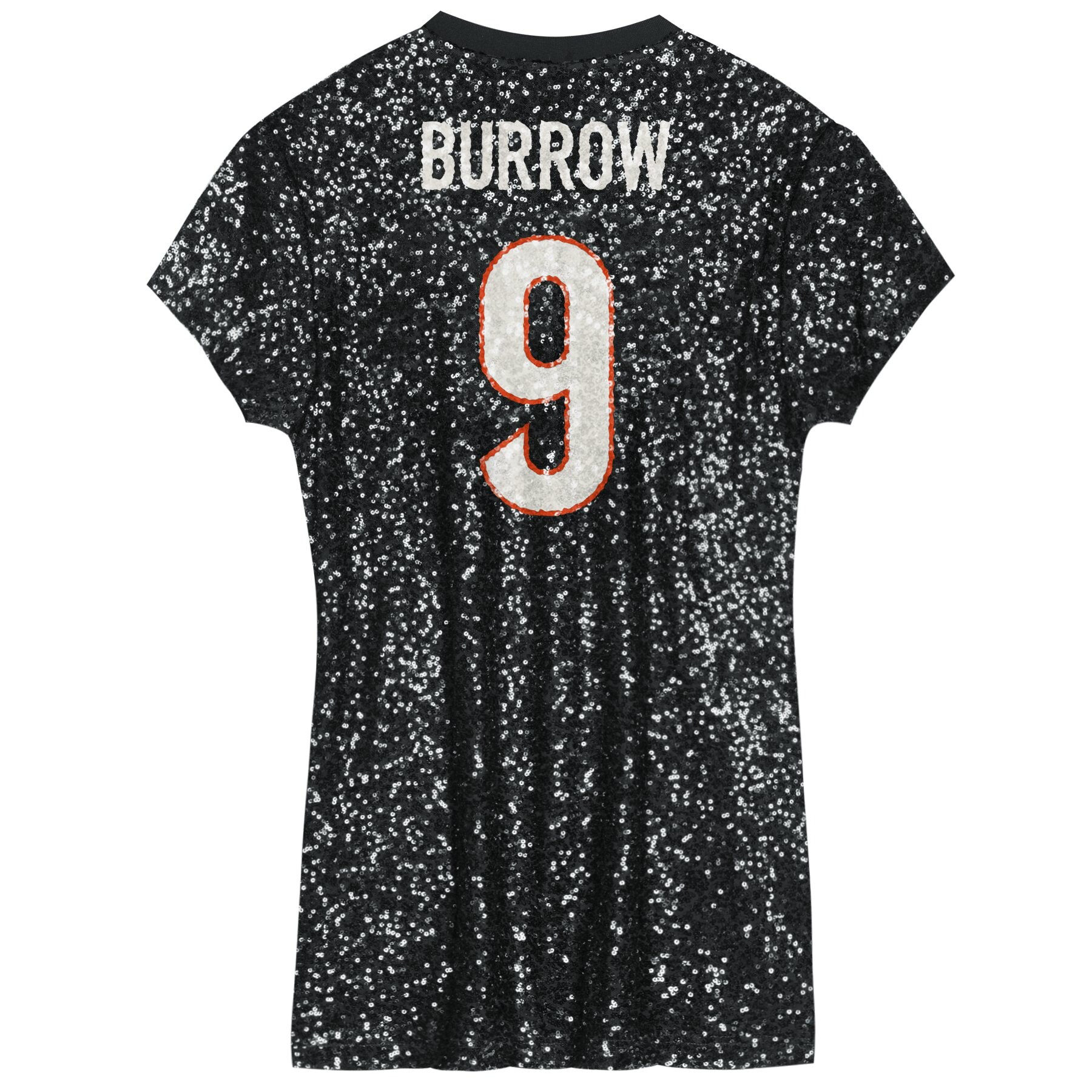 Joe Burrow Cincinnati Bengals Girls Youth Sequin Player Name & Number V-Neck Dress – Black Clowdercats