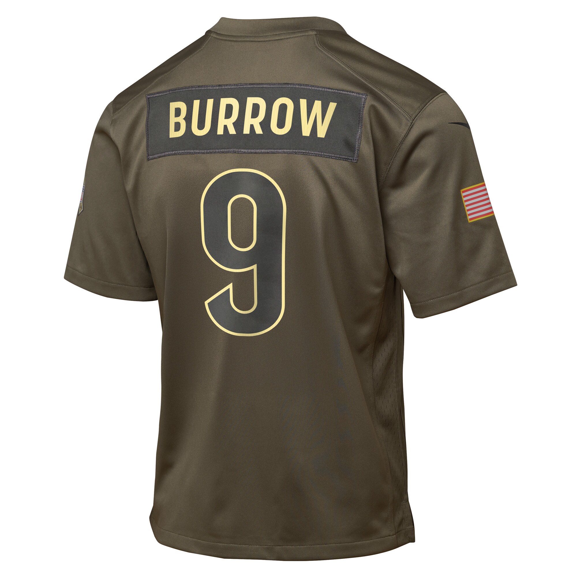 Joe Burrow Cincinnati Bengals Nike Youth 2025 Salute to Service Game Jersey – Olive Clowdercats