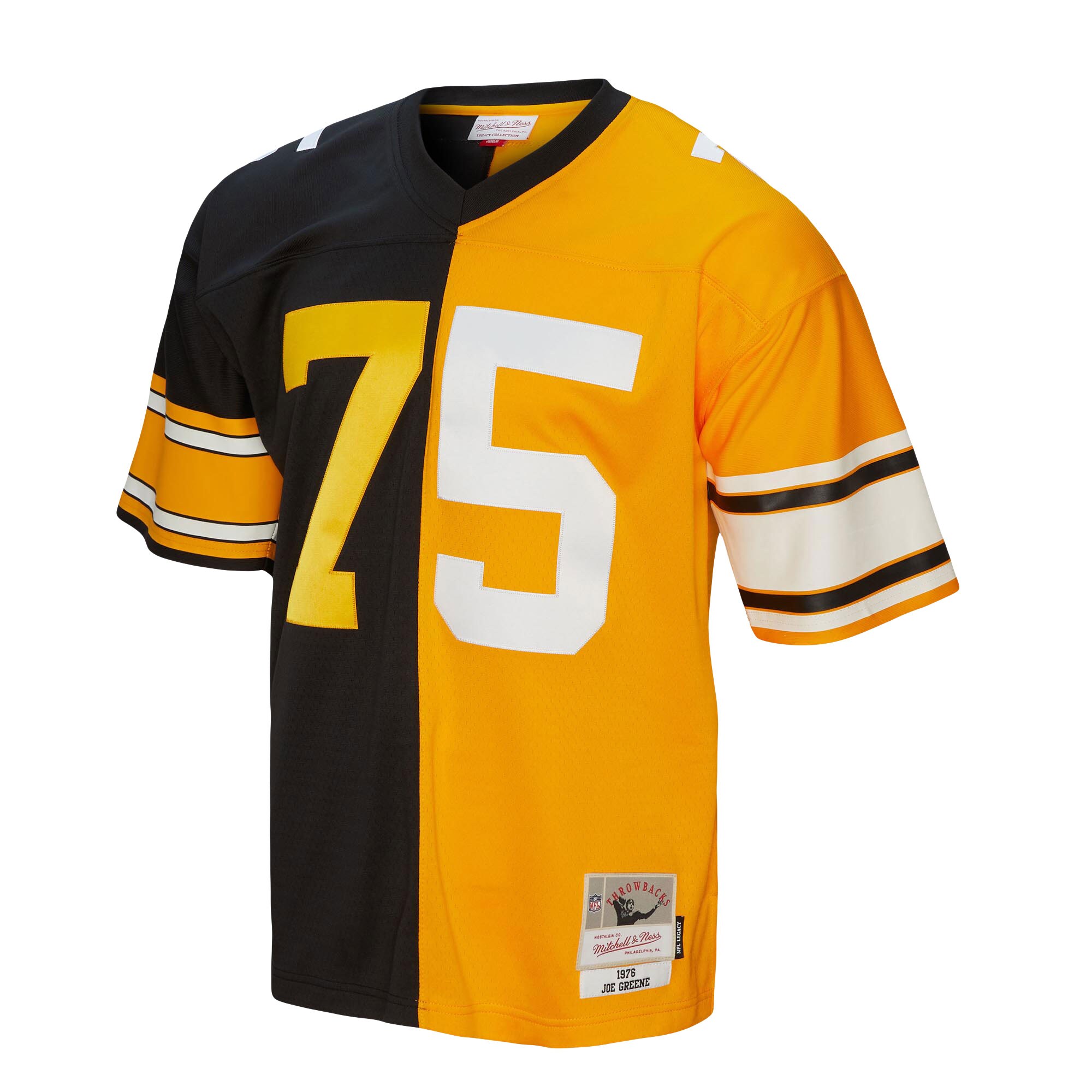 Joe Greene Pittsburgh Steelers Mitchell & Ness 1976 Split Legacy Replica Jersey – Black/Gold Clowdercats