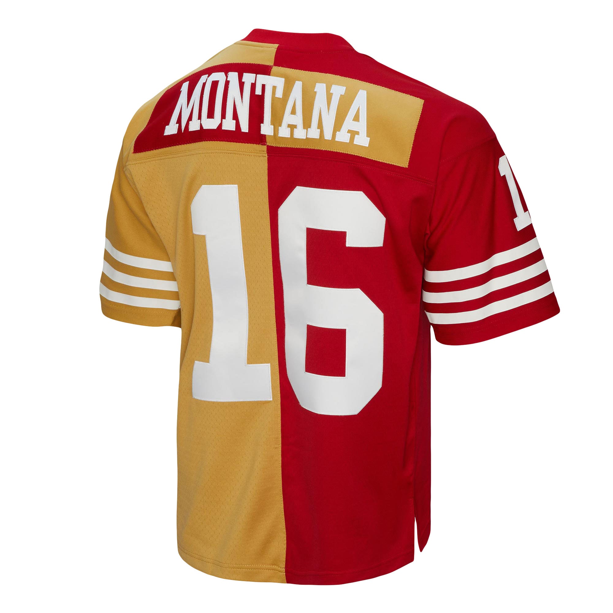 Joe Montana San Francisco 49ers Mitchell & Ness 1990 Split Legacy Replica Jersey – Scarlet/Gold Clowdercats