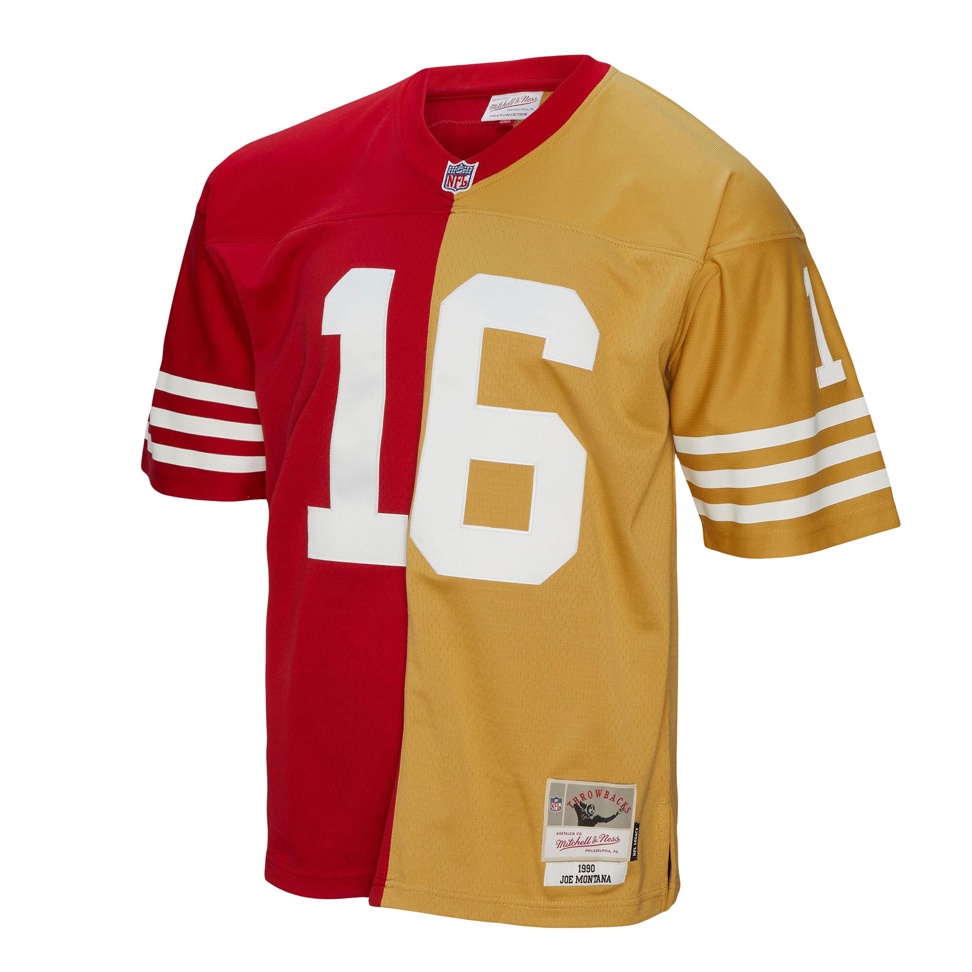 Joe Montana San Francisco 49ers Mitchell & Ness 1990 Split Legacy Replica Jersey – Scarlet/Gold Clowdercats