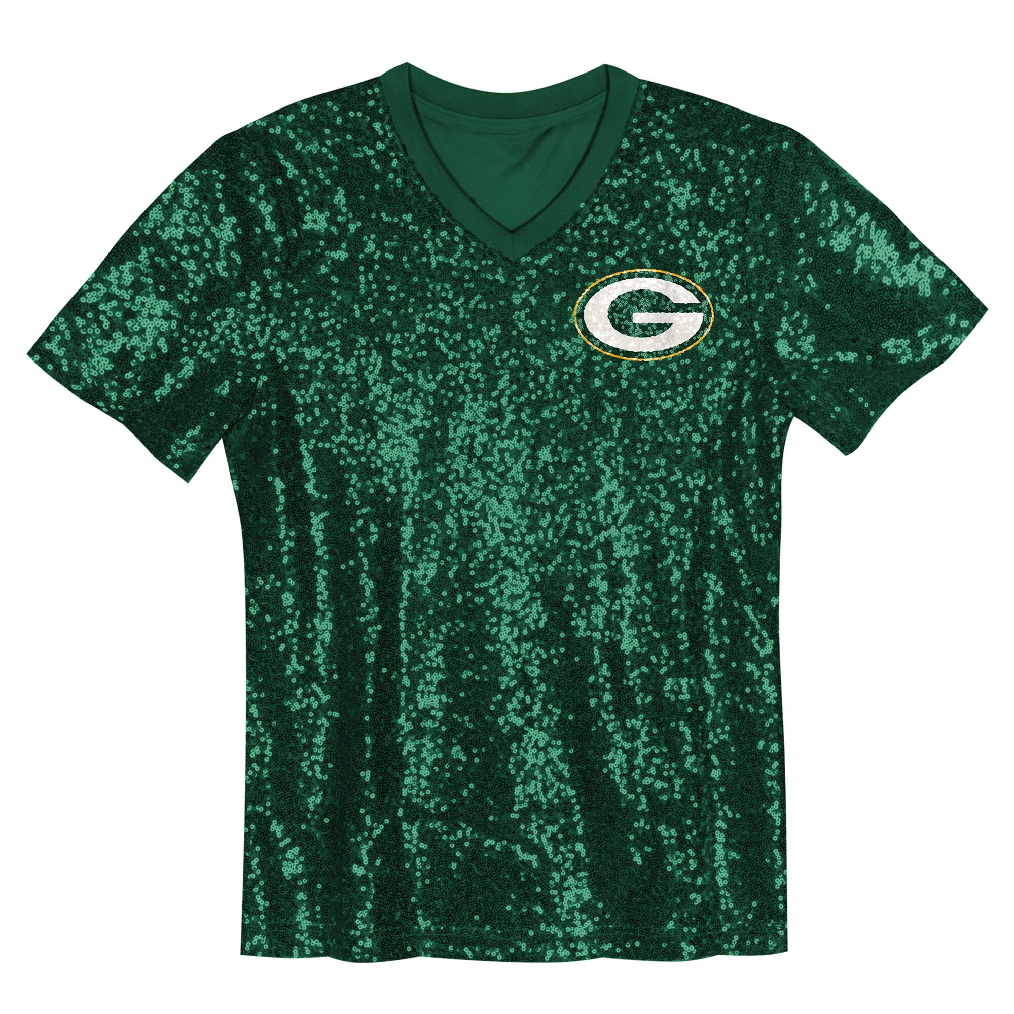 Jordan Love Green Bay Packers Girls Youth Sequin V-Neck Fashion Jersey – Green Clowdercats