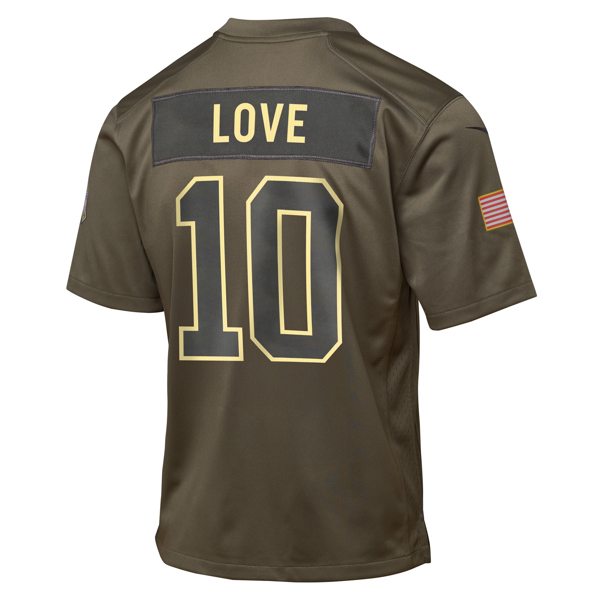 Jordan Love Green Bay Packers Nike Youth 2025 Salute to Service Game Jersey – Olive Clowdercats