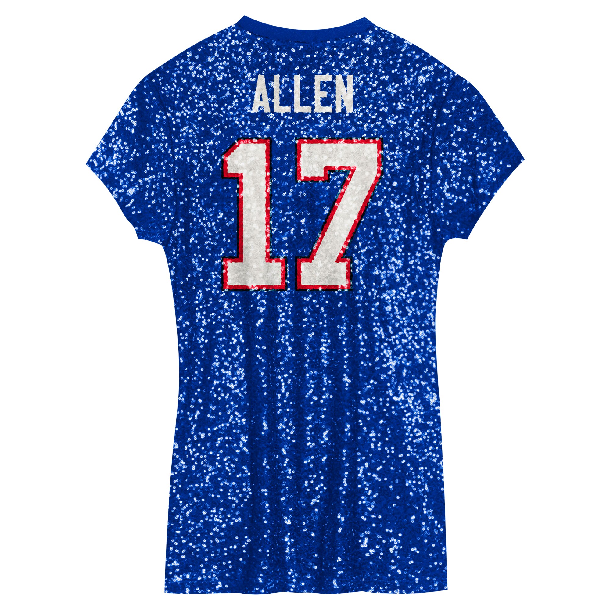 Josh Allen Buffalo Bills Girls Youth Sequin Player Name & Number V-Neck Dress – Royal Clowdercats