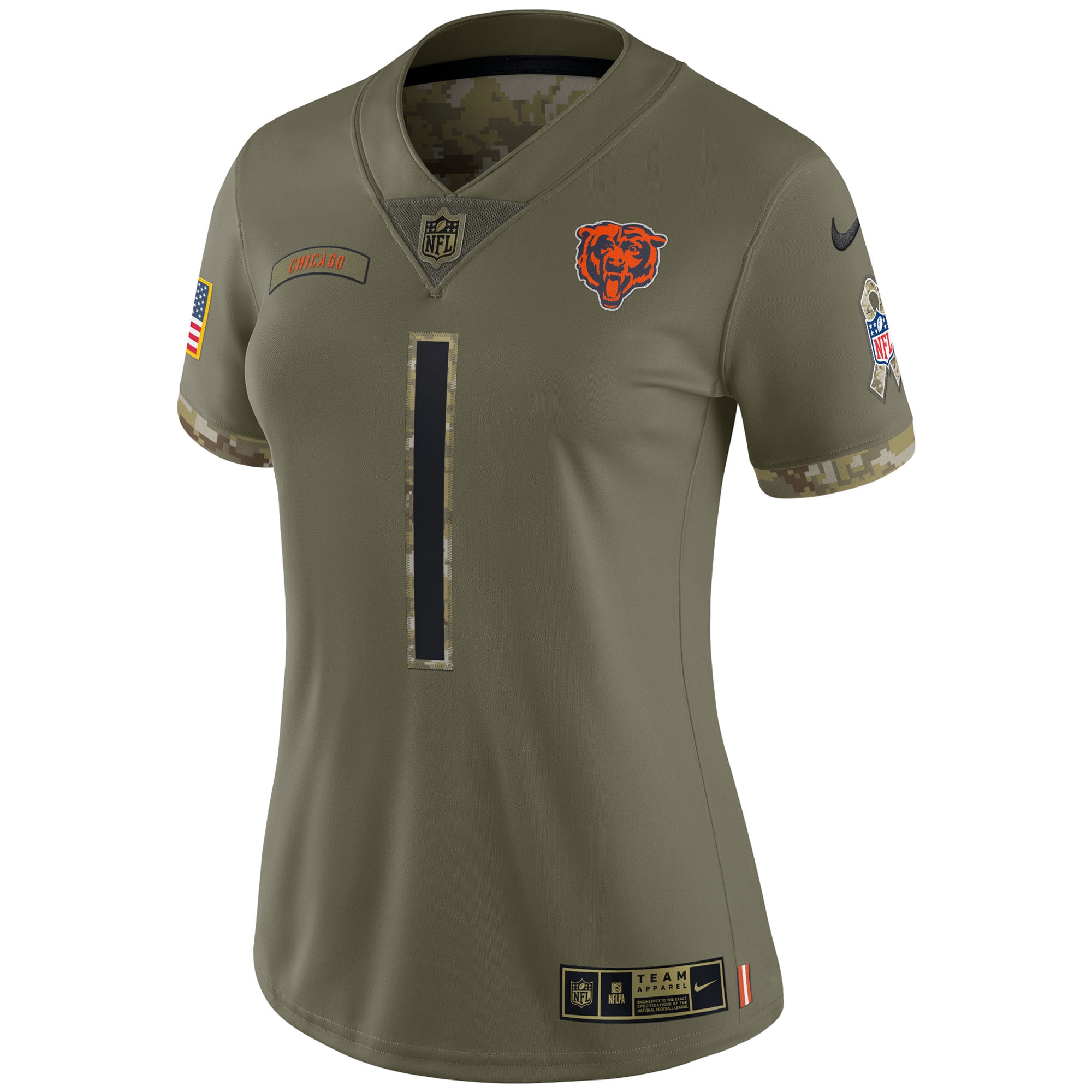 Justin Fields Chicago Bears Nike Women’s Salute To Service Limited Jersey – Olive Clowdercats