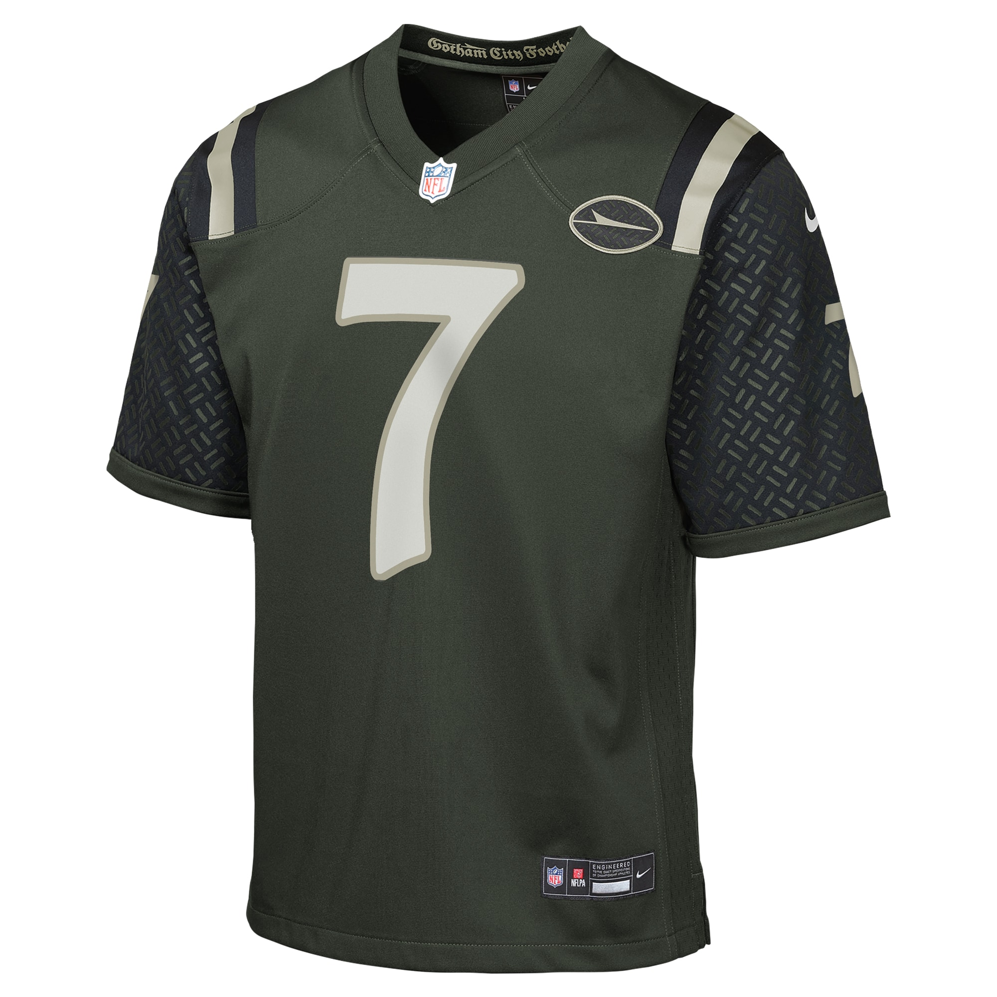 Justin Fields New York Jets Nike Youth 2025 Rivalries Collection Game Jersey – Gotham Green Clowdercats