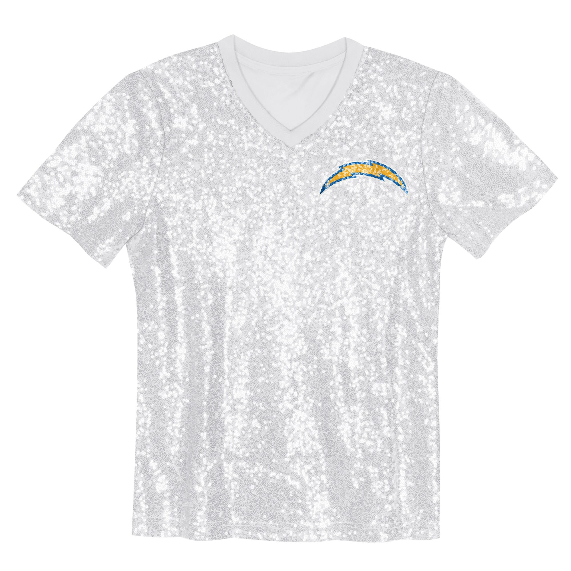 Justin Herbert Los Angeles Chargers Girls Youth Sequin V-Neck Fashion Jersey – Powder Blue Clowdercats