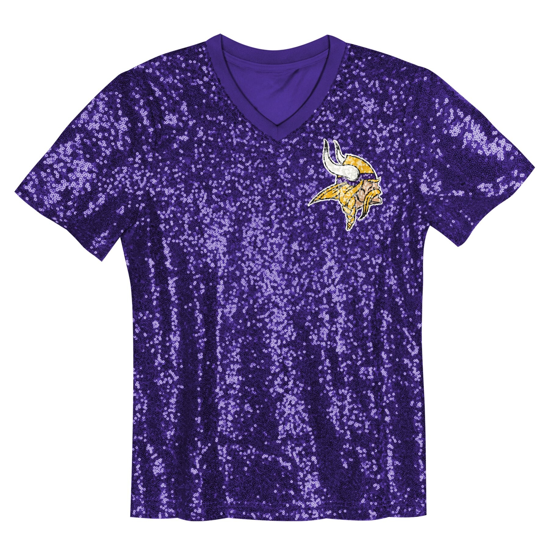 Justin Jefferson Minnesota Vikings Girls Youth Sequin V-Neck Fashion Jersey – Purple Clowdercats