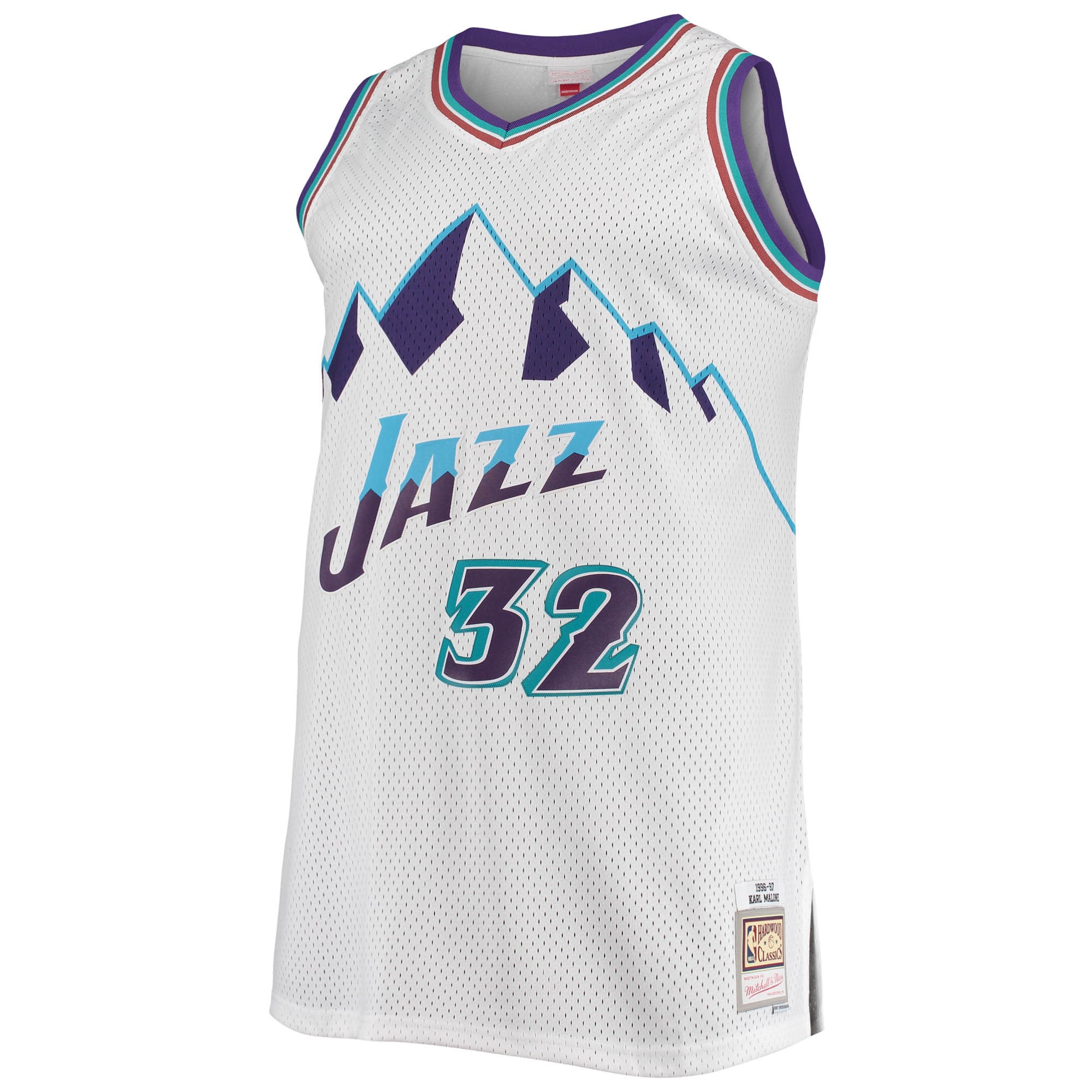 Karl Malone Utah Jazz Mitchell & Ness 1996/97 Big & Tall Hardwood Classics Swingman Jersey – White Clowdercats