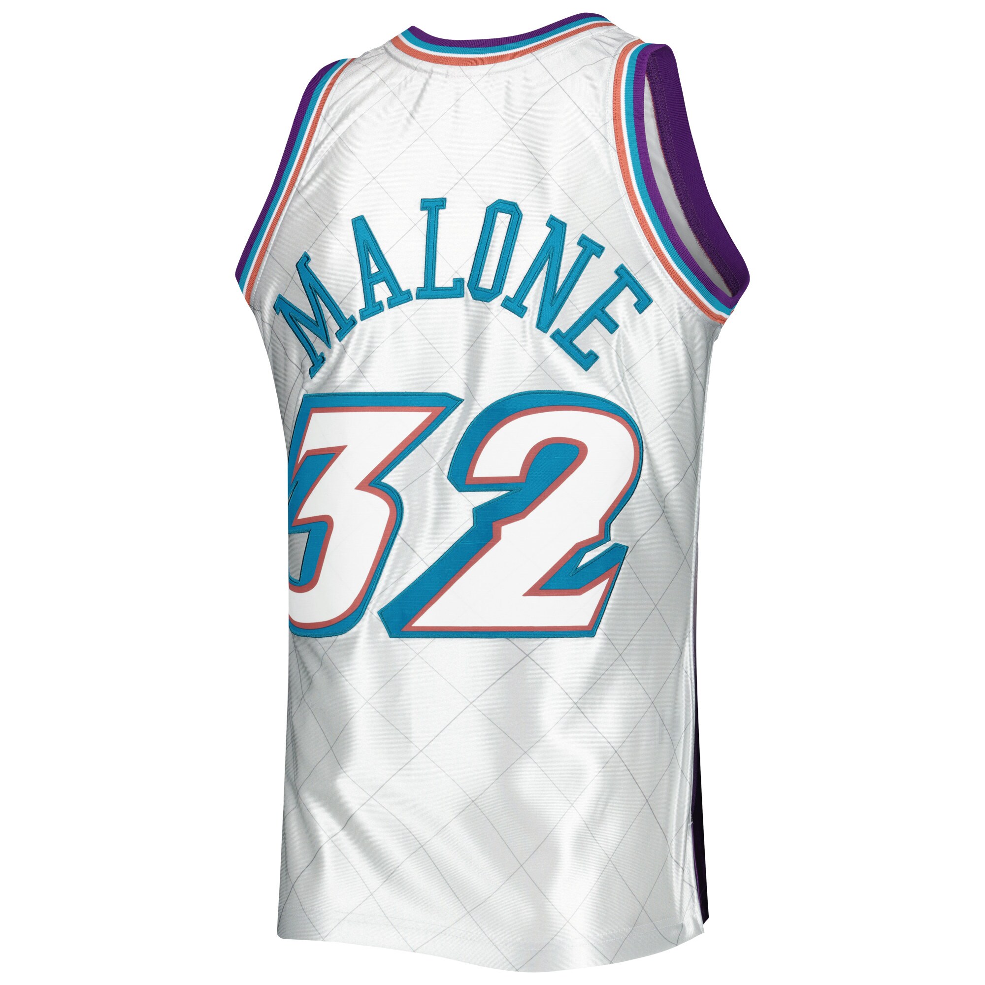 Karl Malone Utah Jazz Mitchell & Ness 1996/97 Hardwood Classics 75th Anniversary Swingman Jersey – Platinum Clowdercats