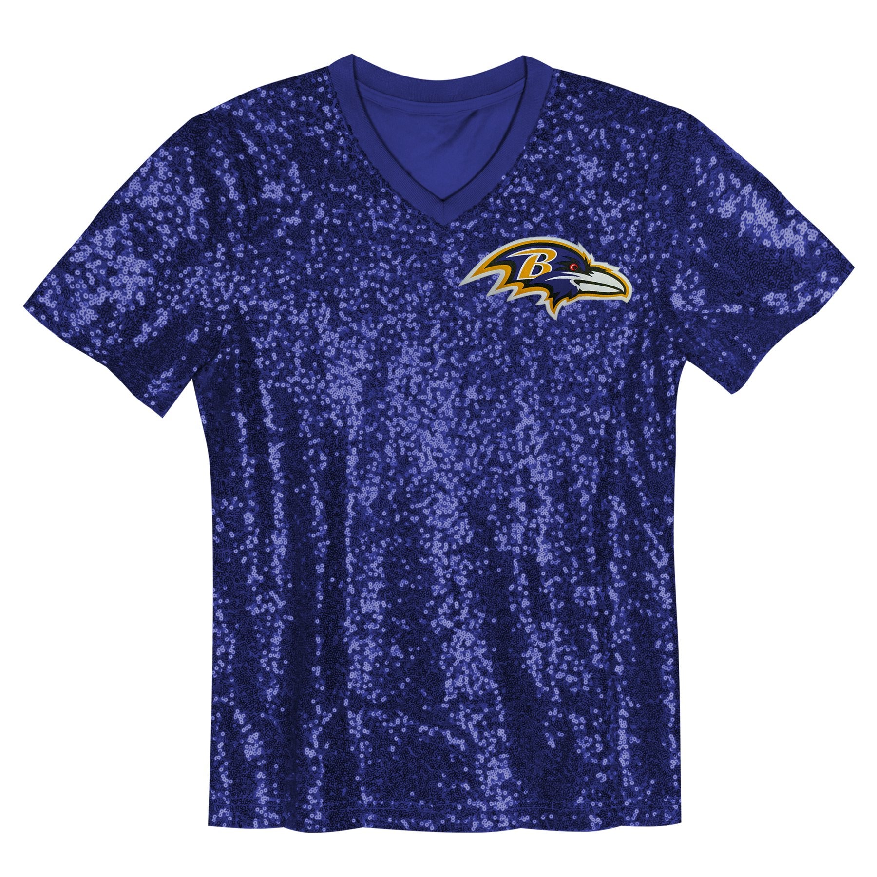 Lamar Jackson Baltimore Ravens Girls Youth Sequin V-Neck Fashion Jersey – Purple Clowdercats