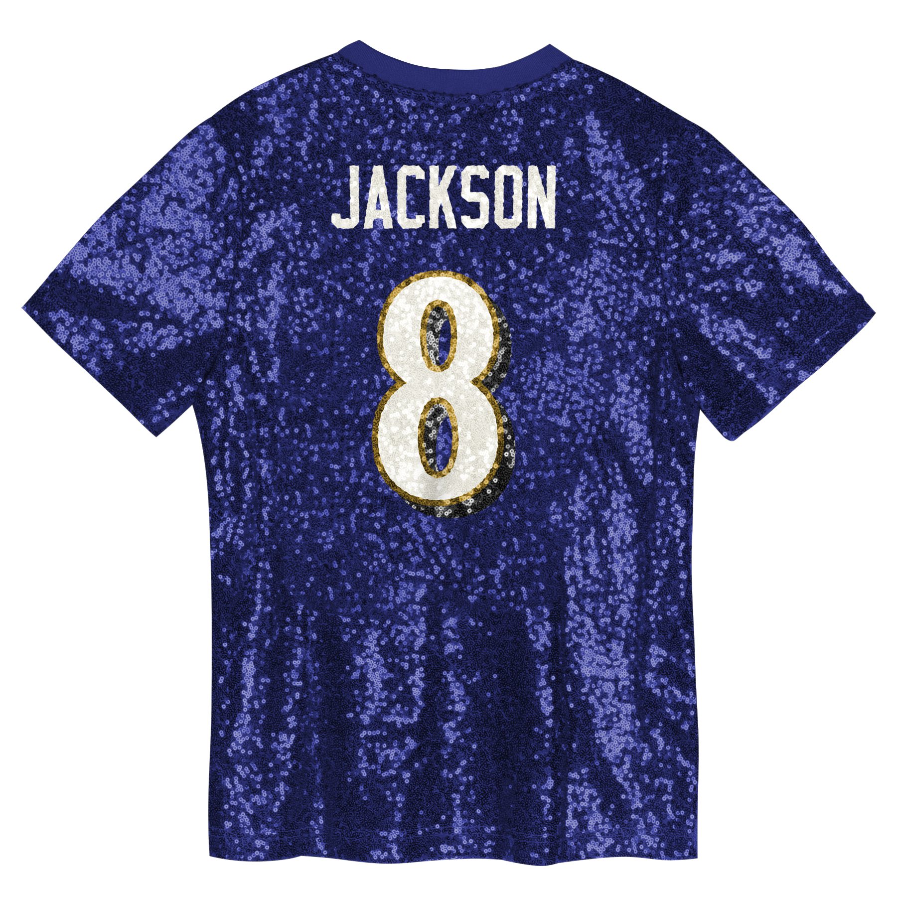 Lamar Jackson Baltimore Ravens Girls Youth Sequin V-Neck Fashion Jersey – Purple Clowdercats