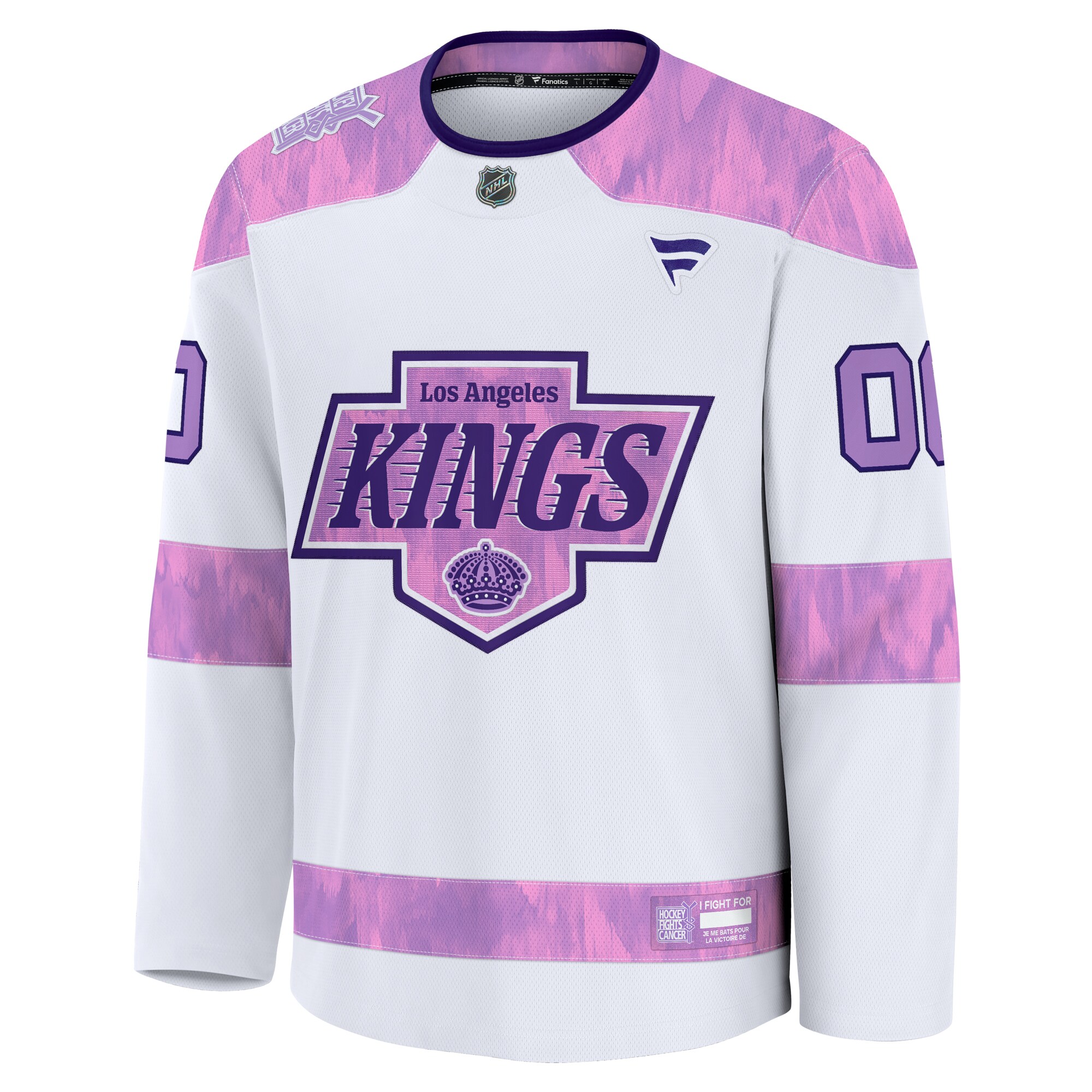 Los Angeles Kings Fanatics 2024 Hockey Fights Cancer Custom Practice Jersey – White Clowdercats