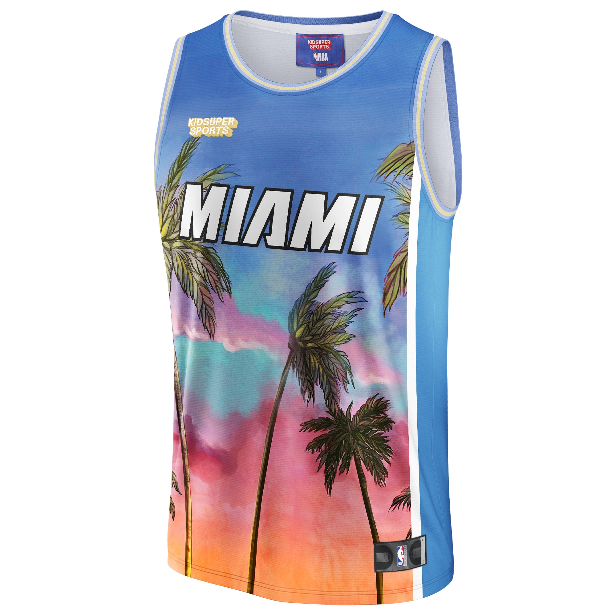 Miami Heat NBA & KidSuper Studios by Fanatics Unisex Hometown Jersey – Blue Clowdercats