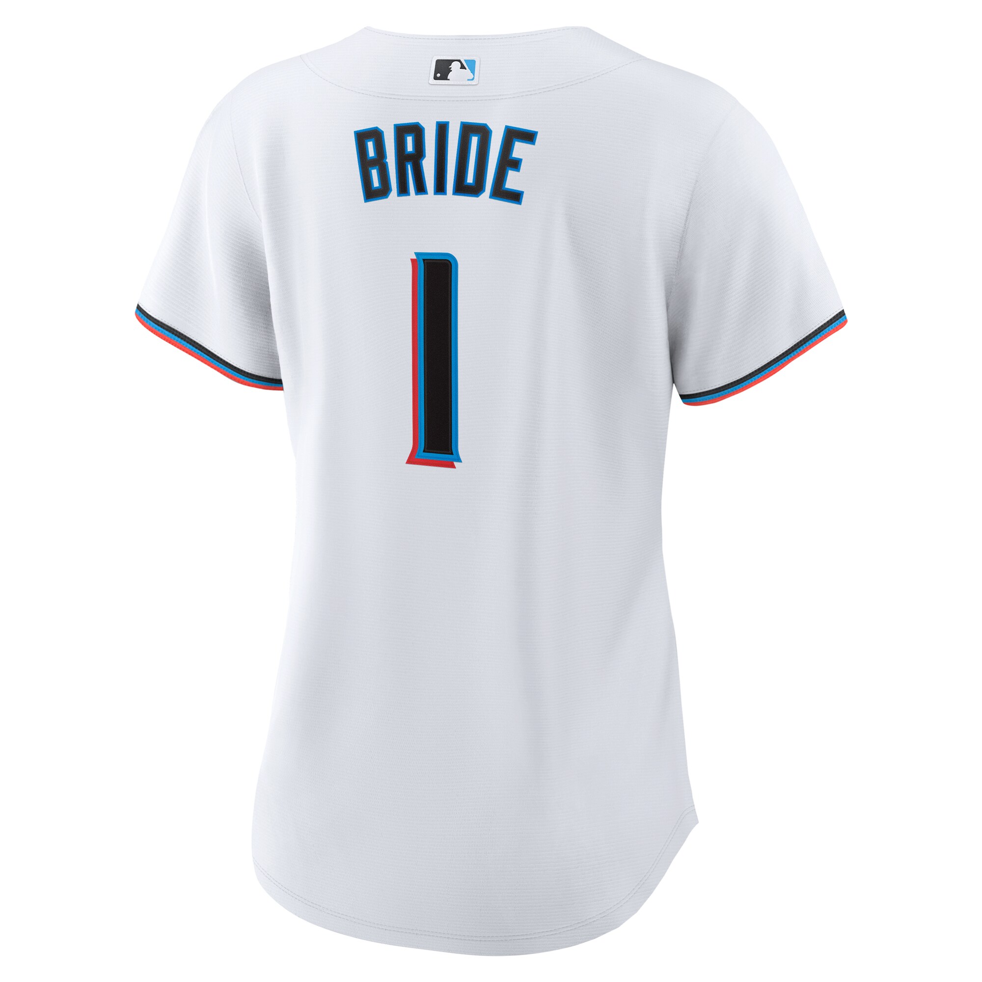 Miami Marlins Nike Women’s #1 Bride Home Replica Jersey – White