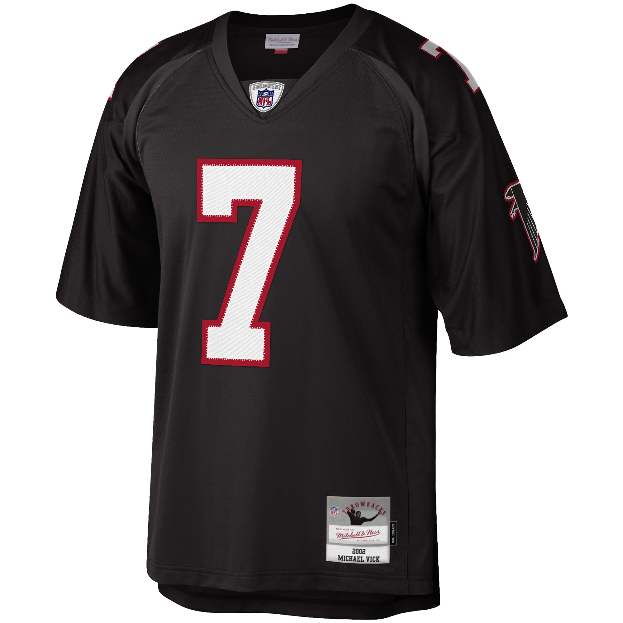 Michael Vick Atlanta Falcons Mitchell & Ness Big & Tall 2002 Retired Player Replica Jersey – Black Clowdercats
