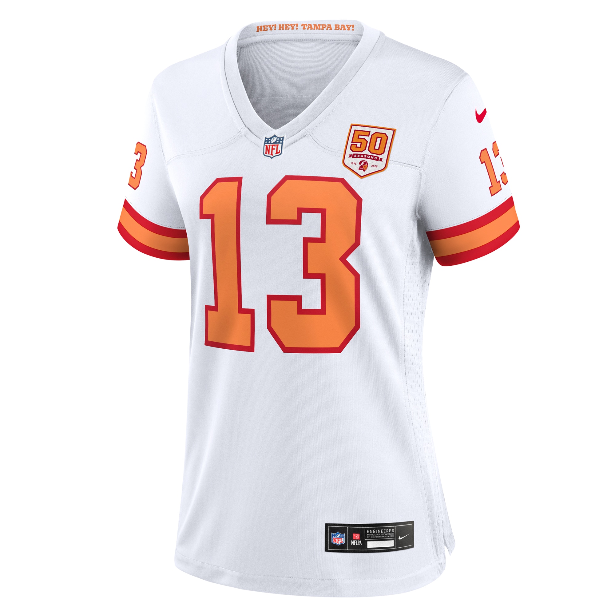 Mike Evans ’76 Tampa Bay Buccaneers Nike Women’s 50th Season Game Jersey – White Clowdercats