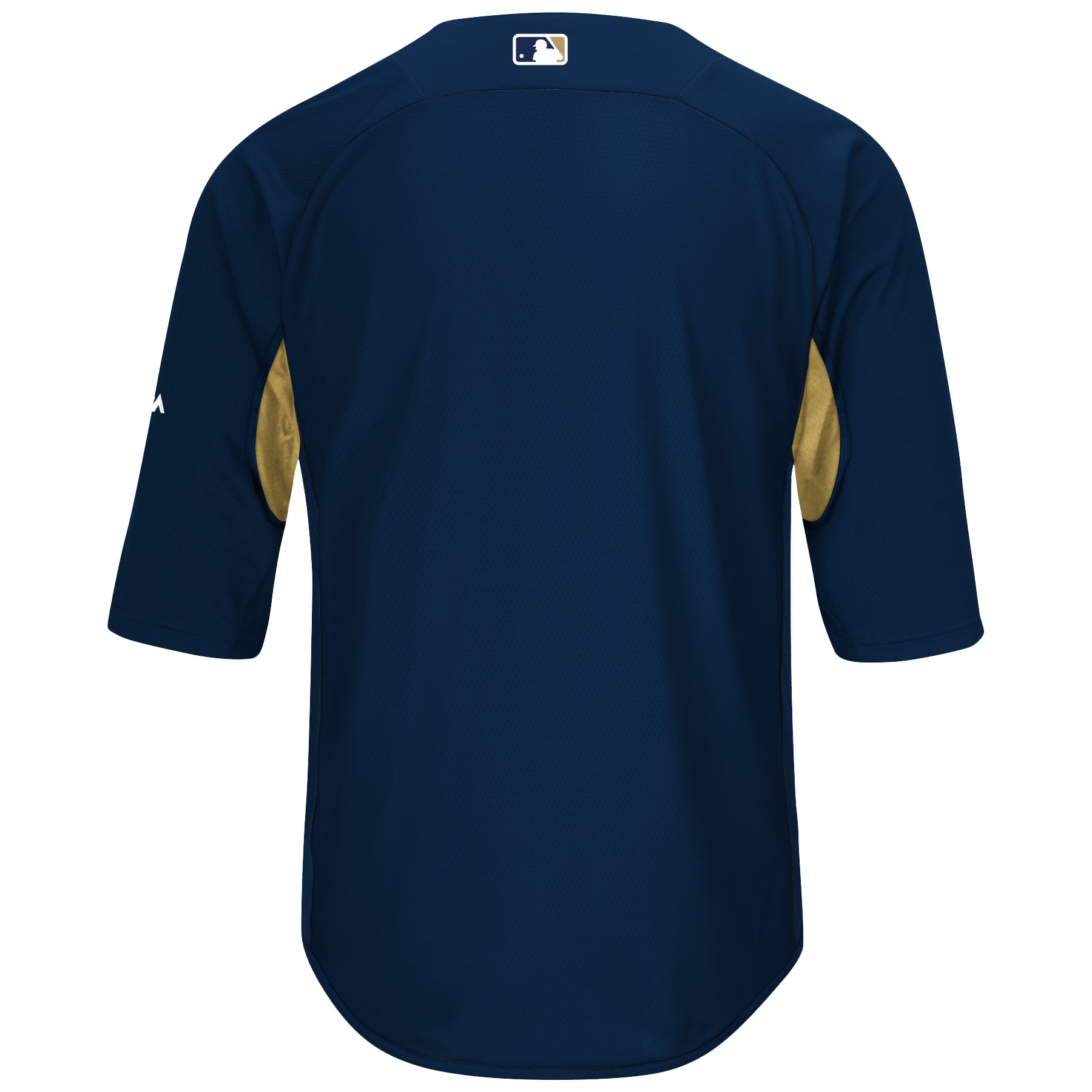 Milwaukee Brewers Majestic Authentic Collection On-Field 3/4-Sleeve Batting Practice Jersey – Navy/Gold