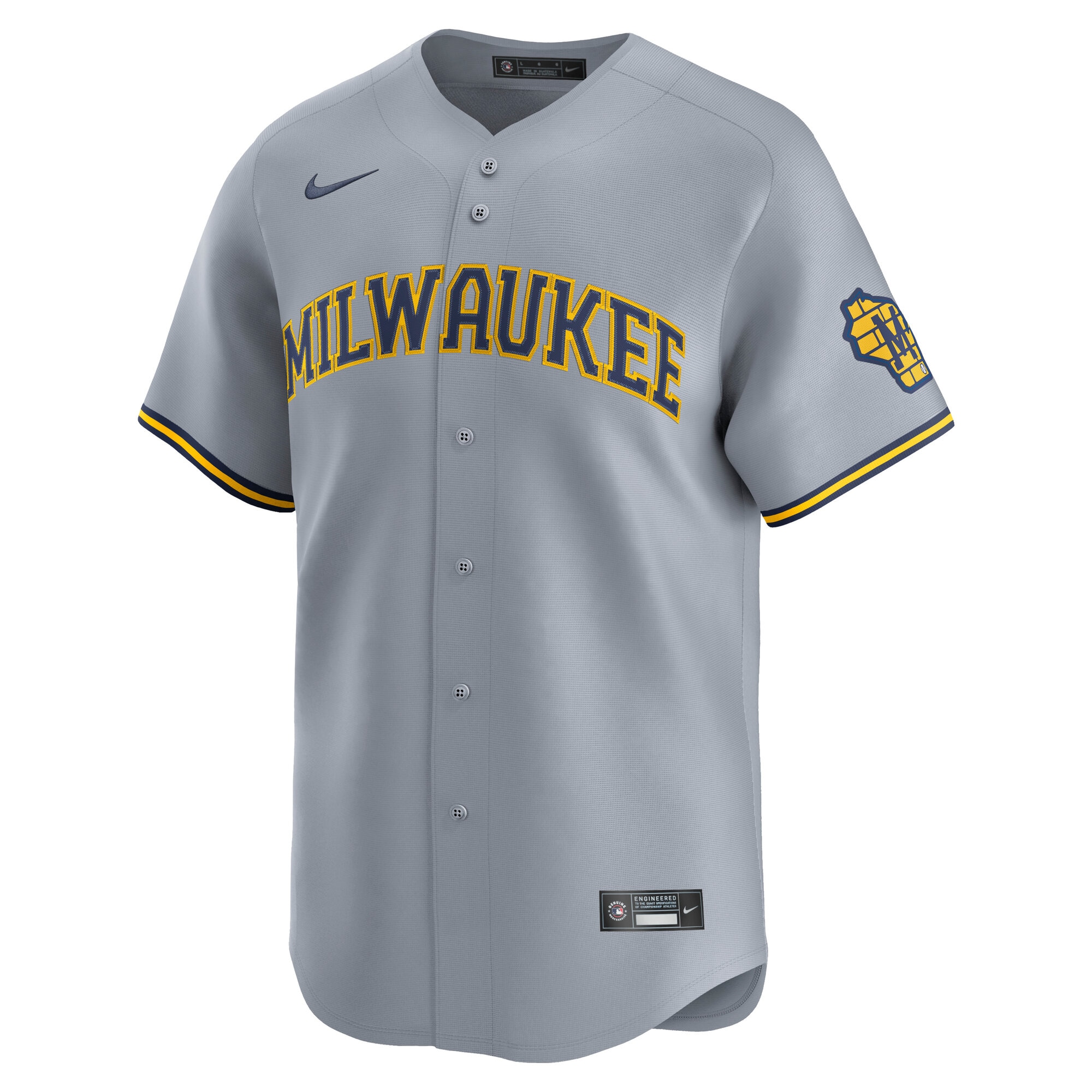 Milwaukee Brewers Nike Road Limited Jersey – Gray