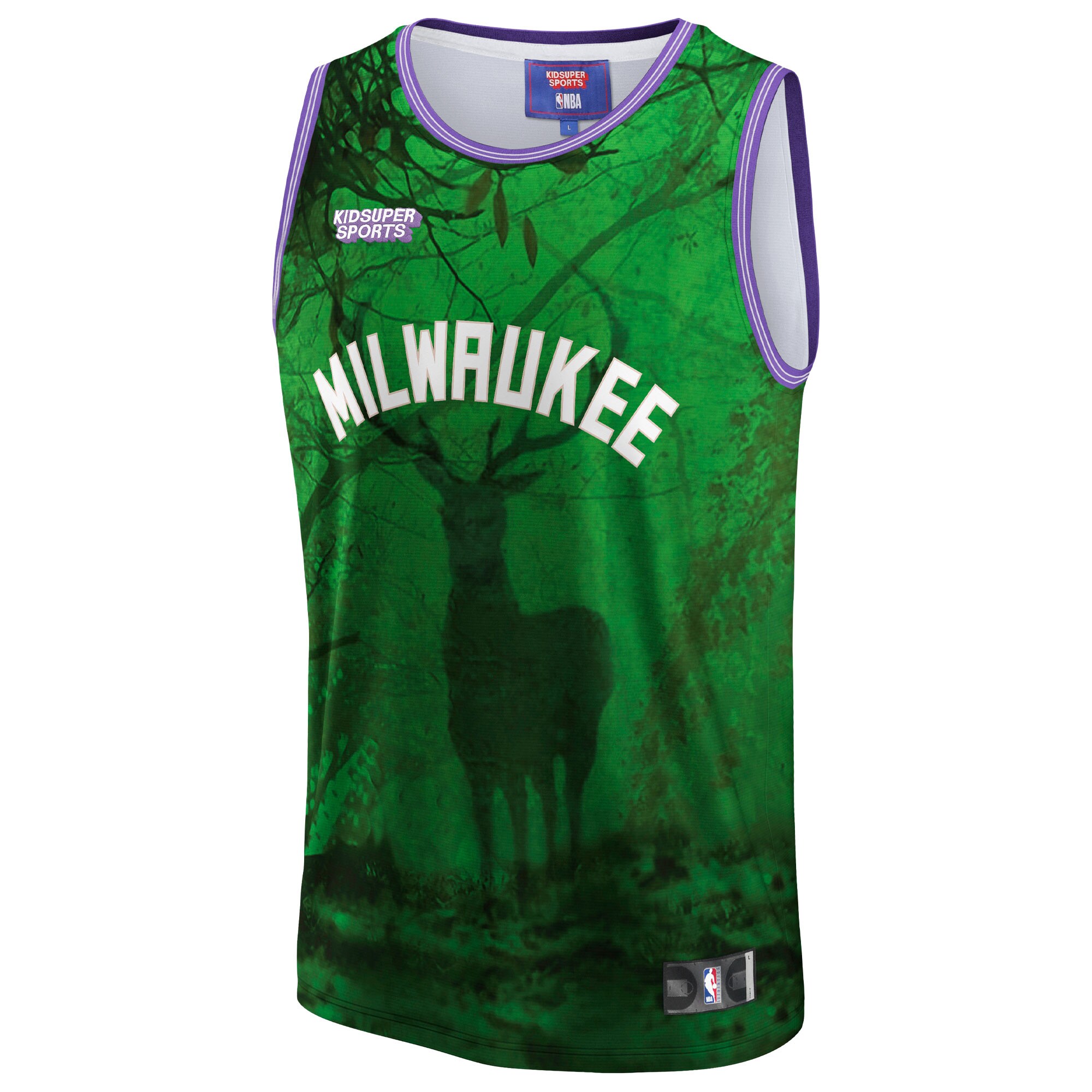 Milwaukee Bucks NBA & KidSuper Studios by Fanatics Unisex Hometown Jersey – Green Clowdercats