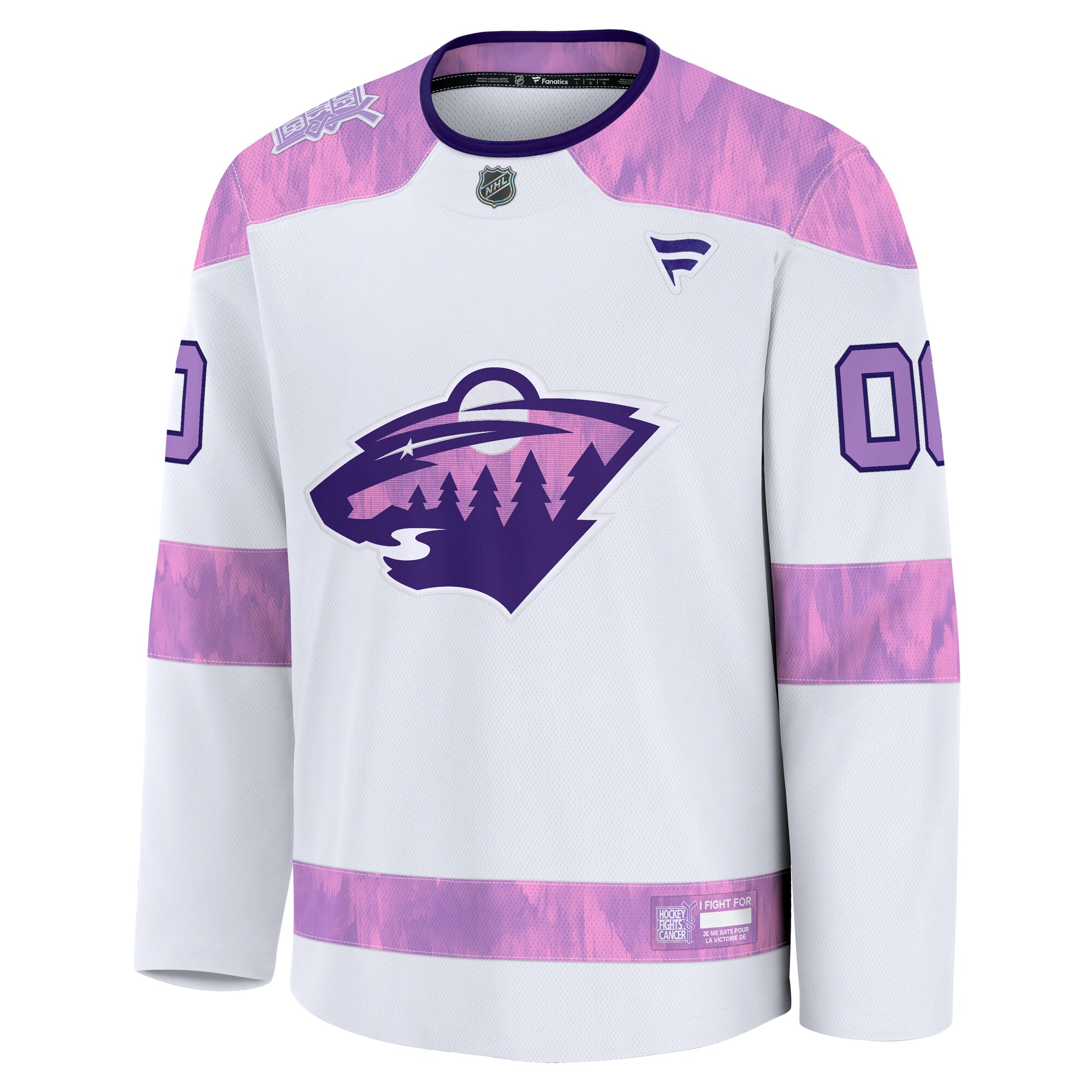Minnesota Wild Fanatics 2024 Hockey Fights Cancer Custom Practice Jersey – White Clowdercats