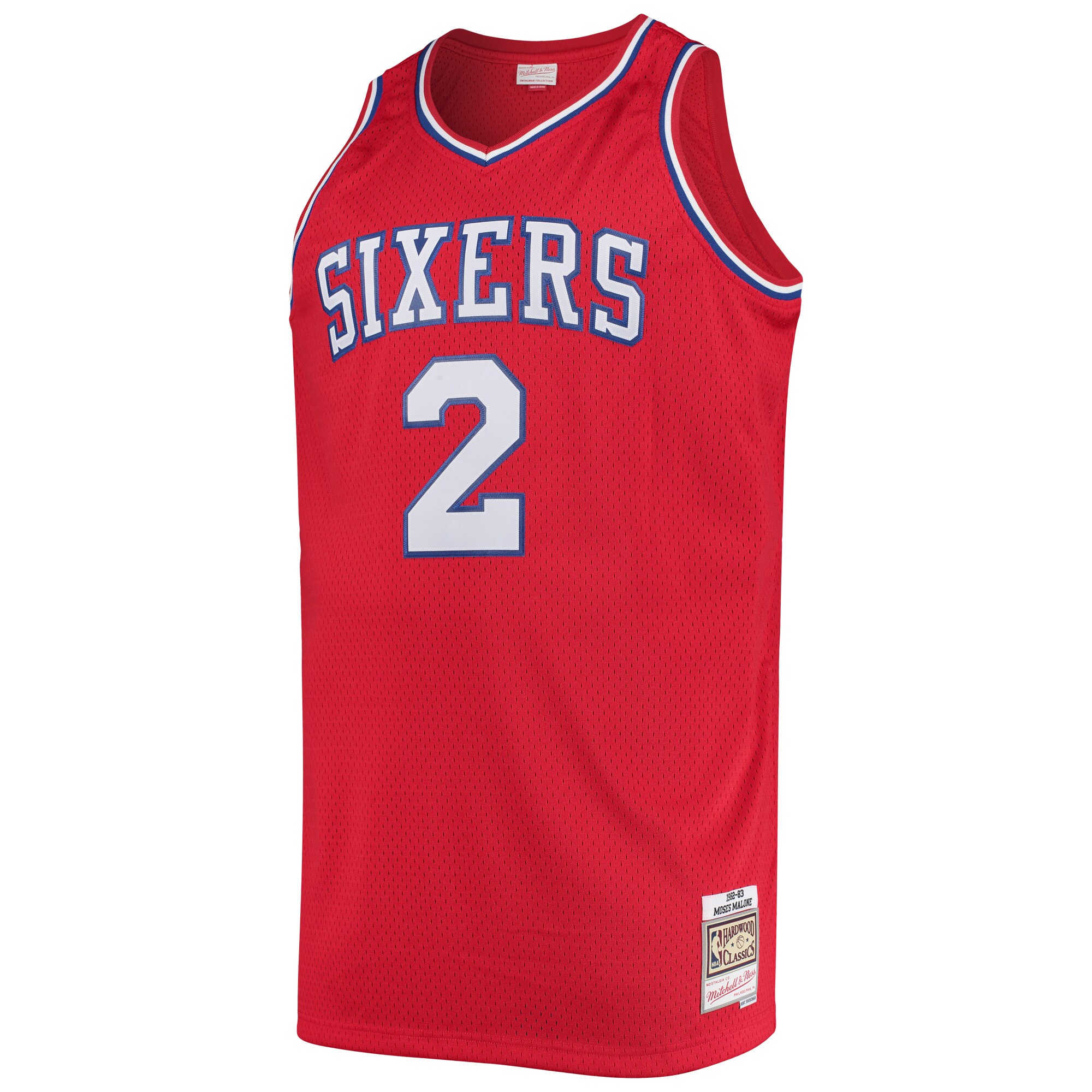 Moses Malone Philadelphia 76ers Mitchell & Ness 1982/83 Big & Tall Hardwood Classics Swingman Jersey – Red Clowdercats