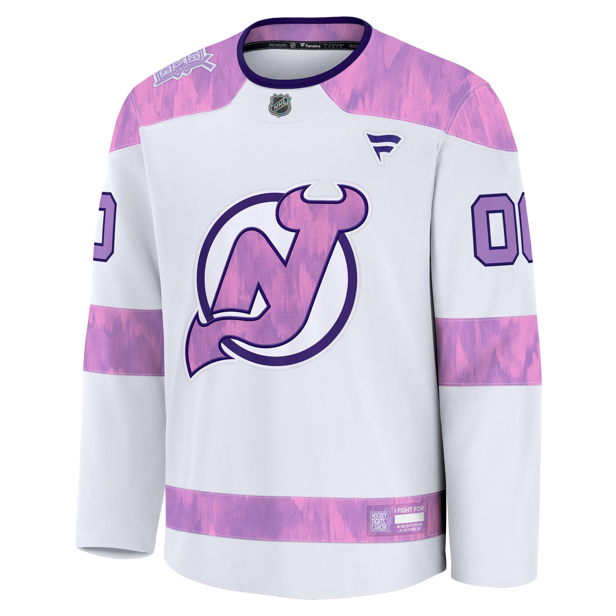 New Jersey Devils Fanatics 2024 Hockey Fights Cancer Custom Practice Jersey – White Clowdercats
