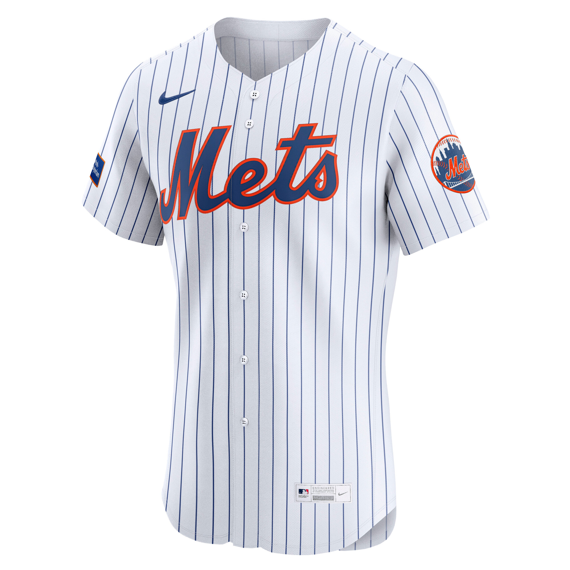 New York Mets Nike Home Sponsor Patch Elite Jersey – White