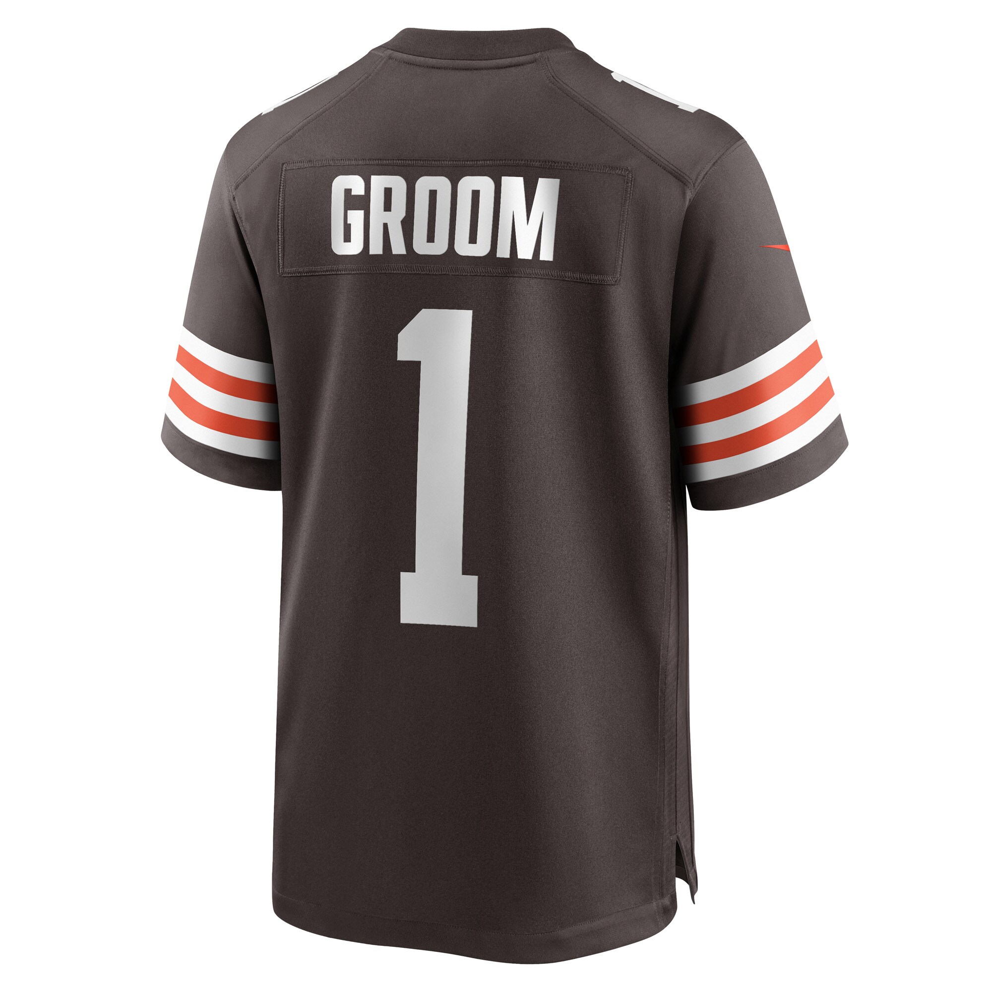 Number 1 Groom Cleveland Browns Nike Game Jersey – Brown Clowdercats