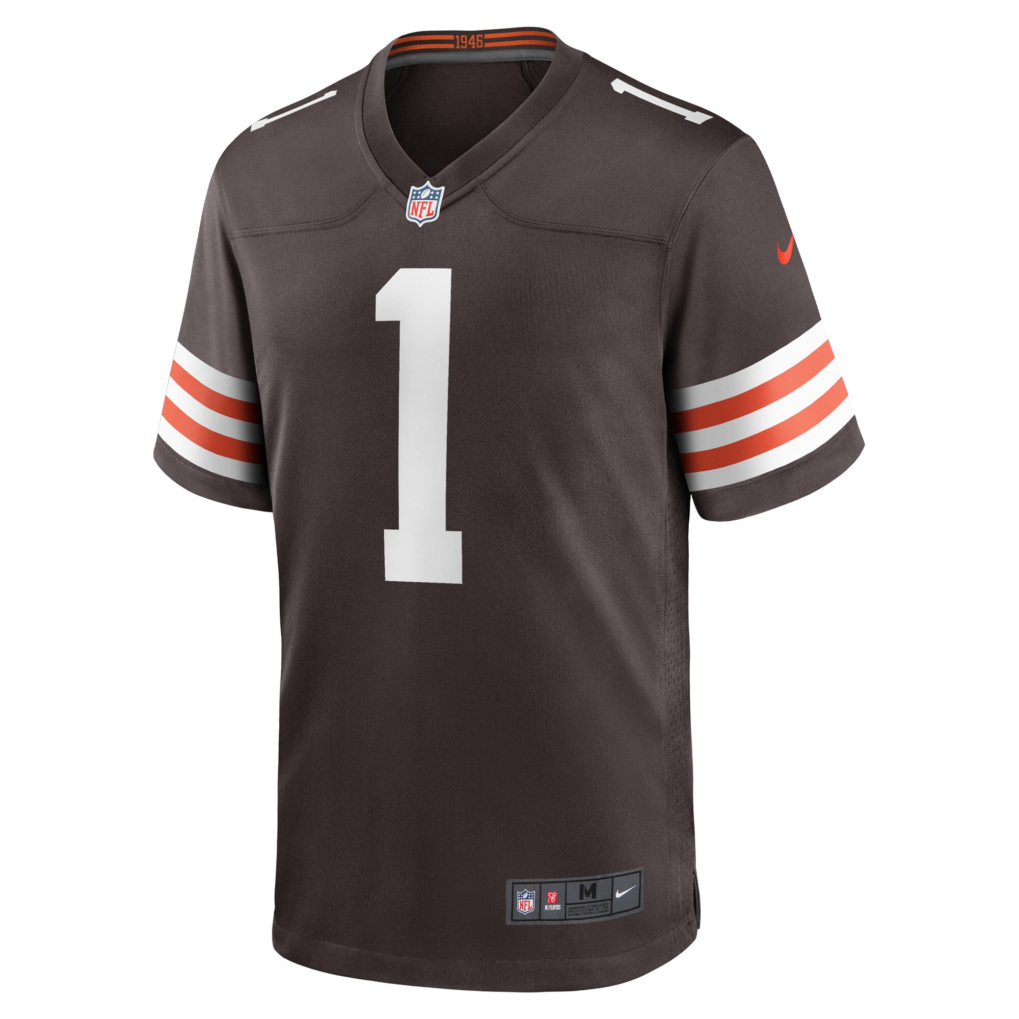 Number 1 Groom Cleveland Browns Nike Game Jersey – Brown Clowdercats