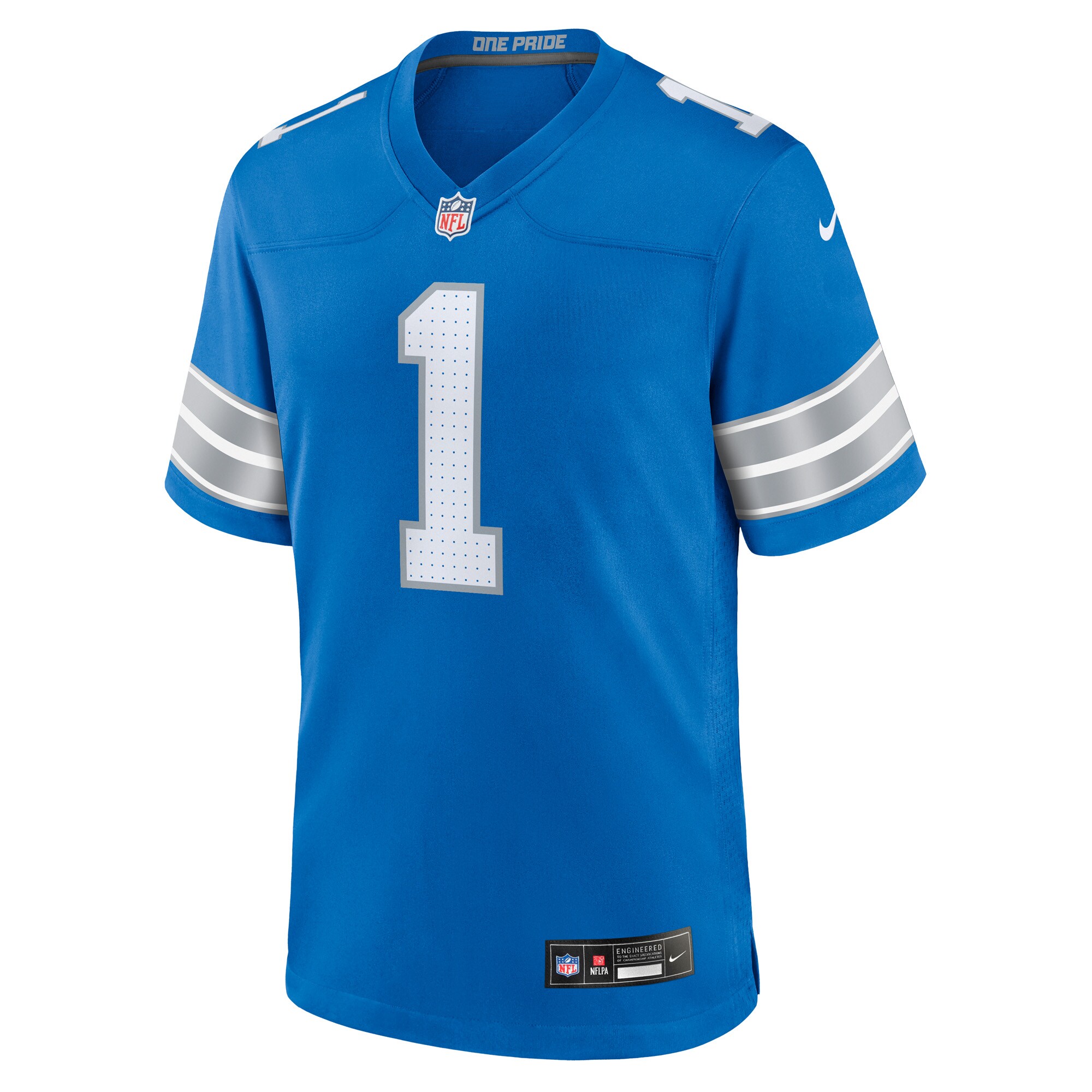 Number 1 Groom Detroit Lions Nike Game Jersey – Blue Clowdercats