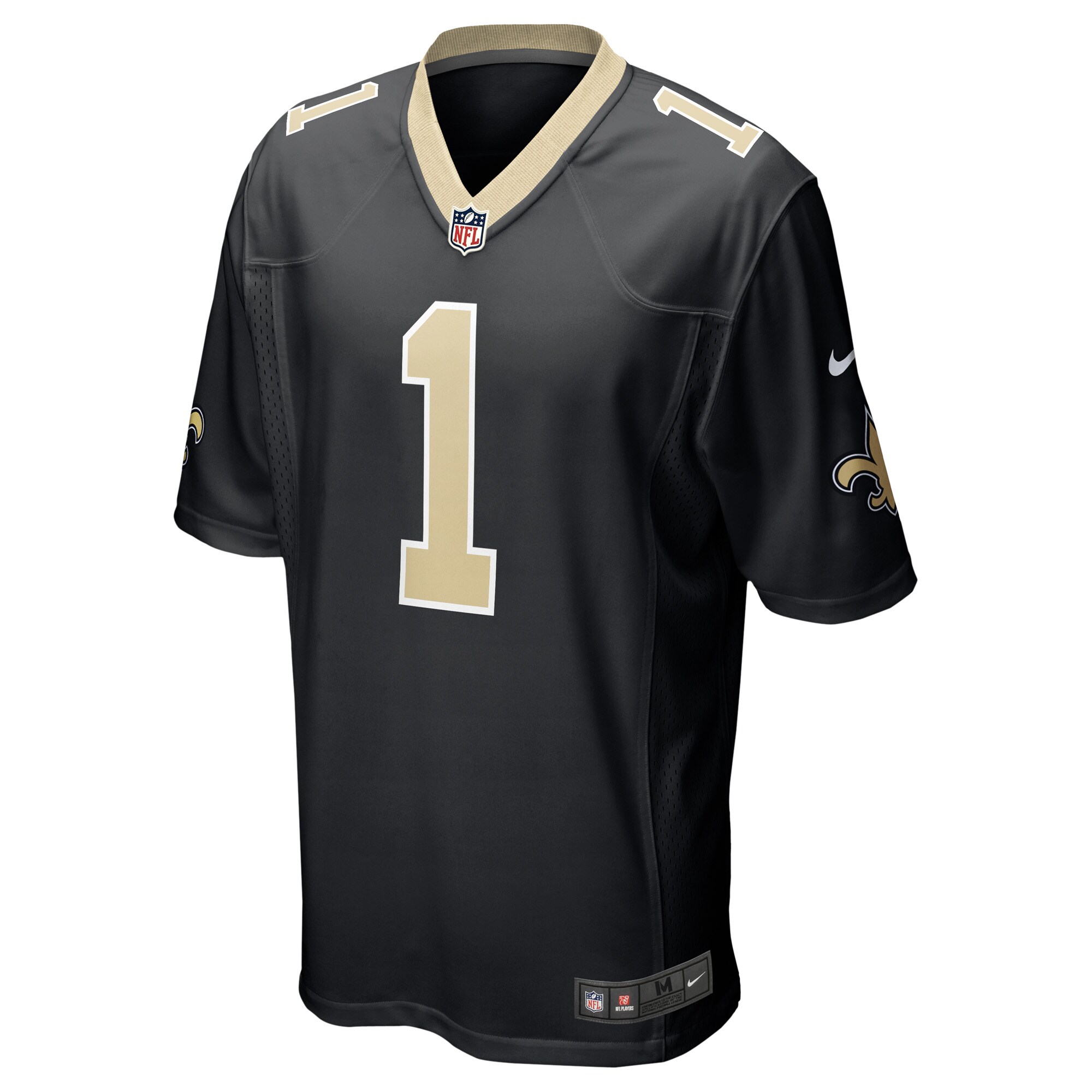 Number 1 Groom New Orleans Saints Nike Game Jersey – Black Clowdercats