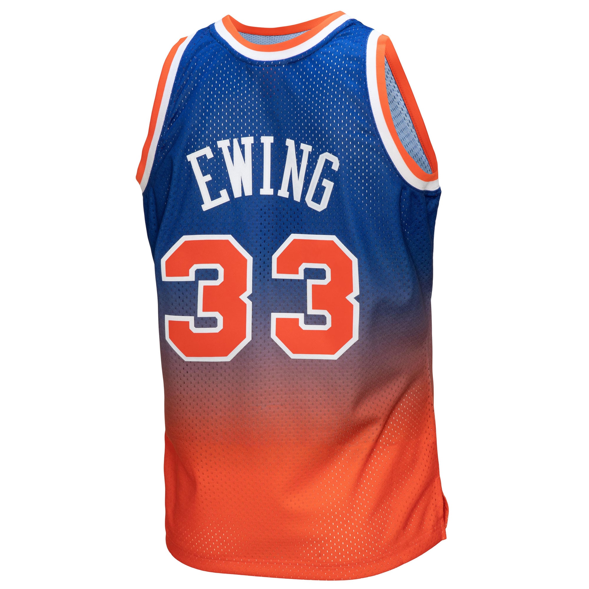 Patrick Ewing New York Knicks Mitchell & Ness 1991/92 Hardwood Classics Fadeaway Swingman Player Jersey – Orange/Royal Clowdercats