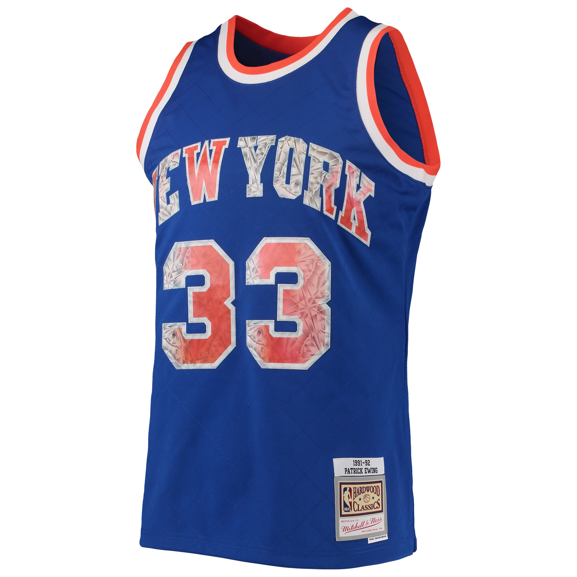 Patrick Ewing New York Knicks Mitchell & Ness 1991/92 Hardwood Classics NBA 75th Anniversary Diamond Swingman Jersey – Blue Clowdercats