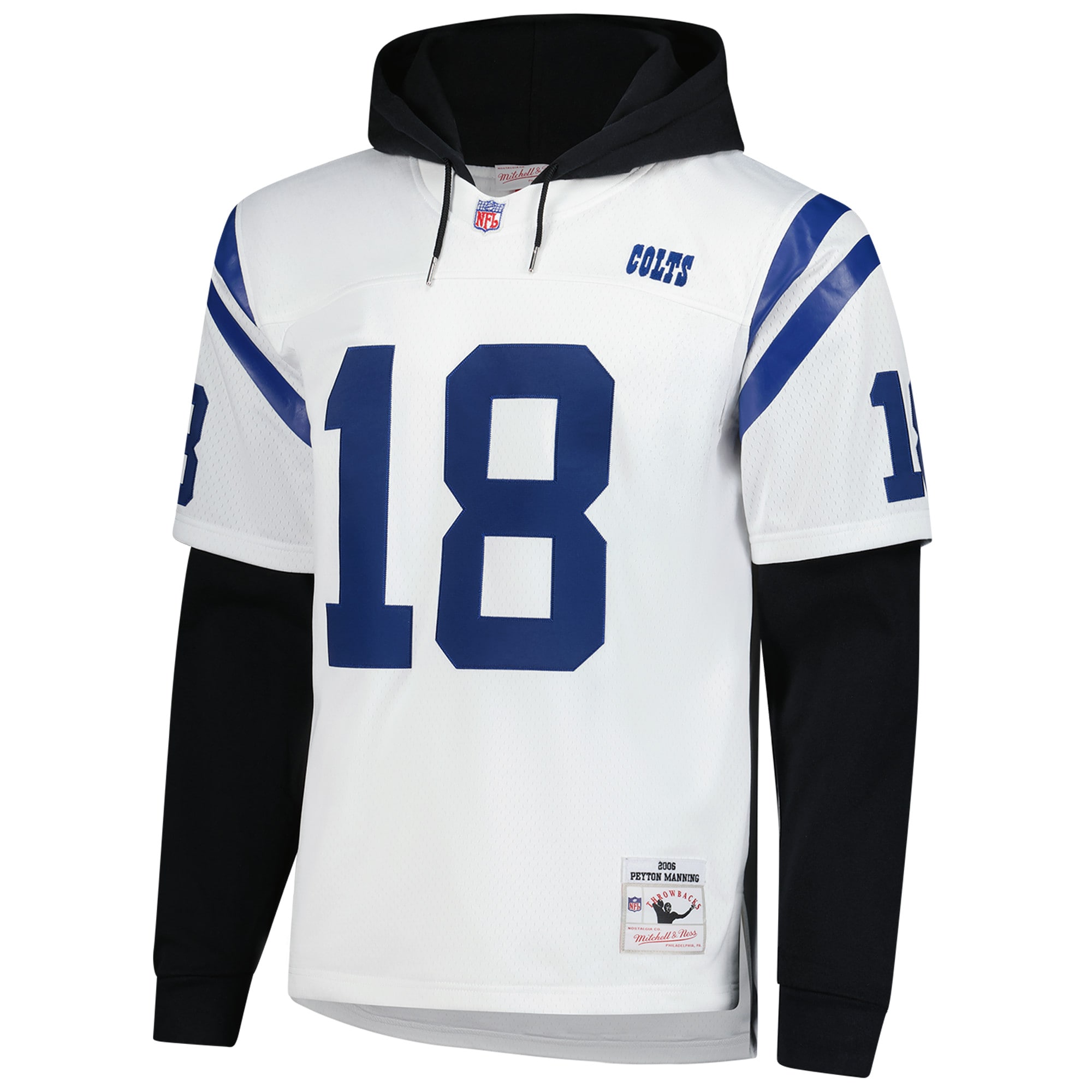 Peyton Manning Indianapolis Colts Mitchell & Ness Player Name & Number Hoodie Legacy Jersey – White Clowdercats