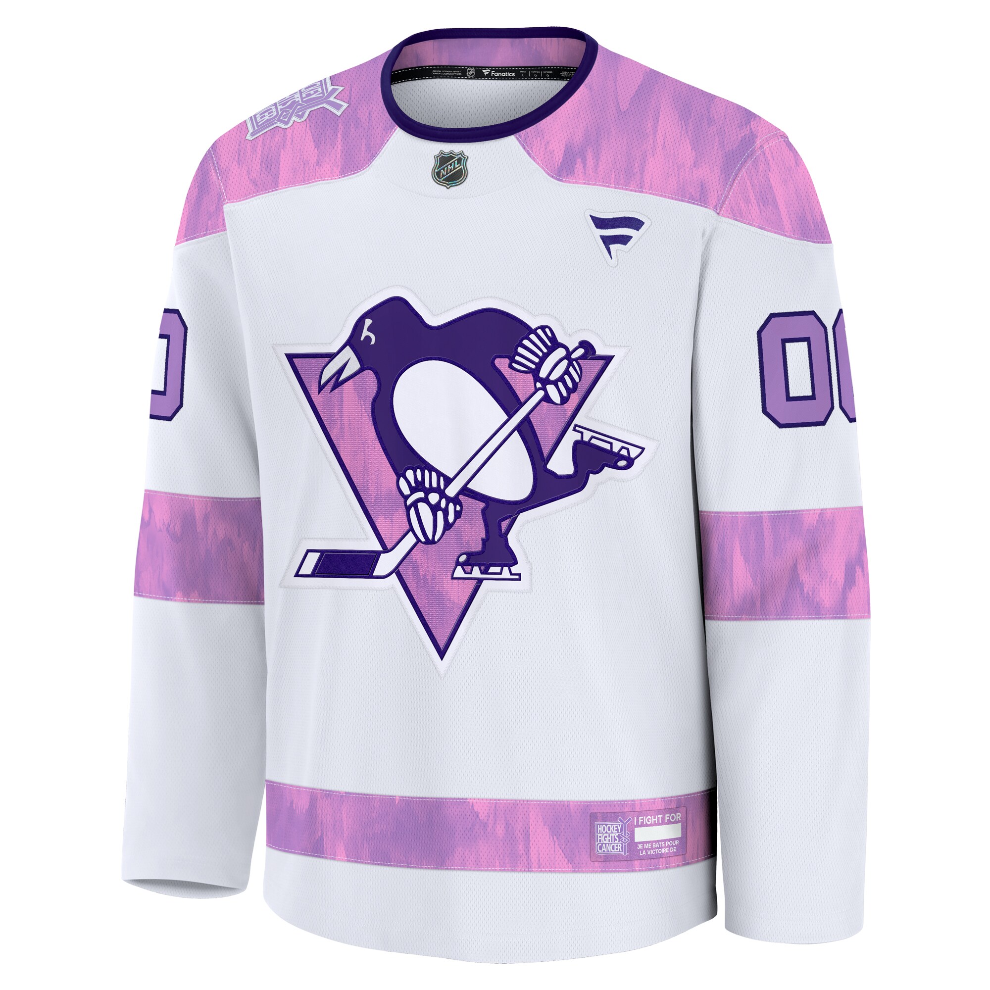 Pittsburgh Penguins Fanatics 2024 Hockey Fights Cancer Custom Practice Jersey – White Clowdercats
