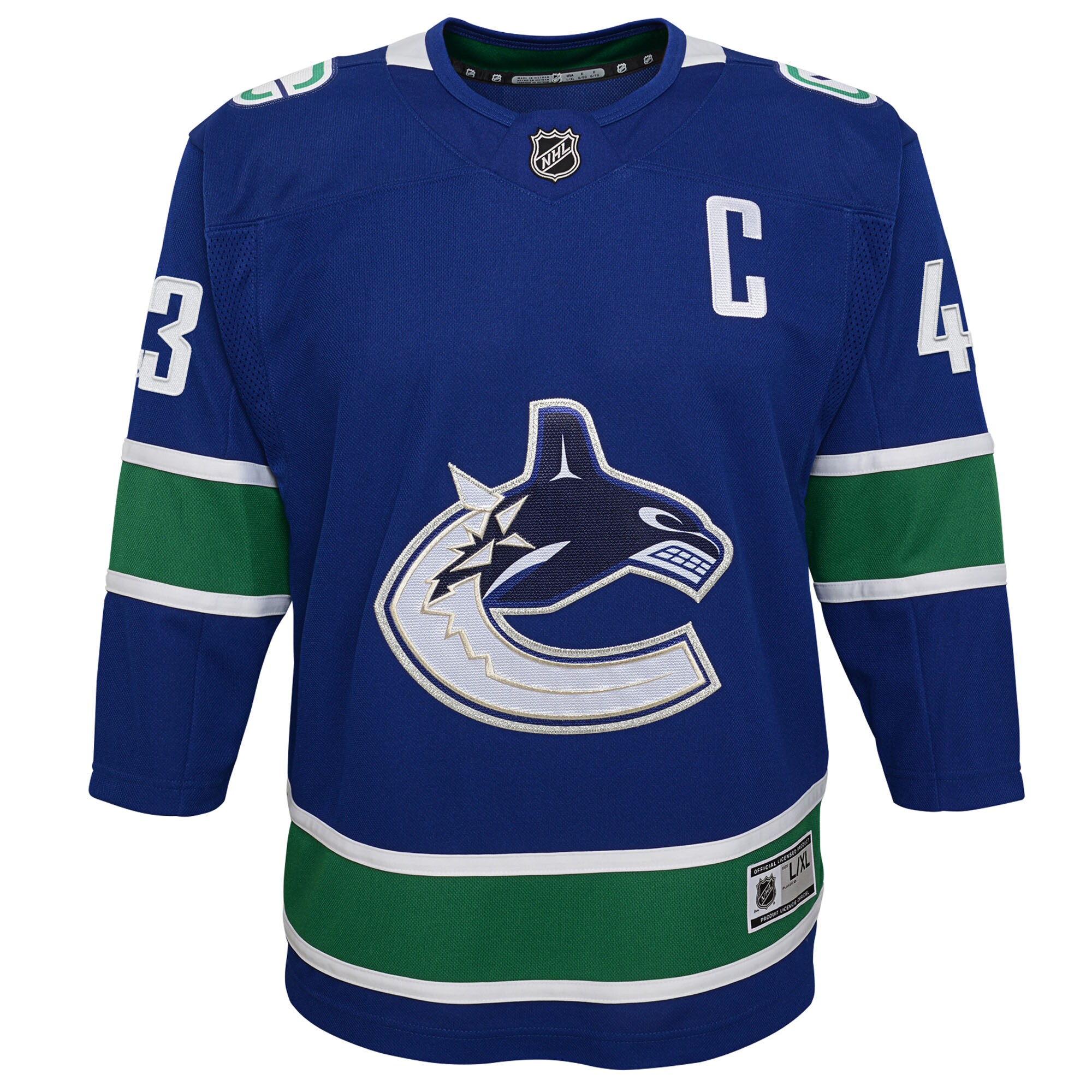 Quinn Hughes Vancouver Canucks Youth Home Premier Player Jersey – Blue Clowdercats