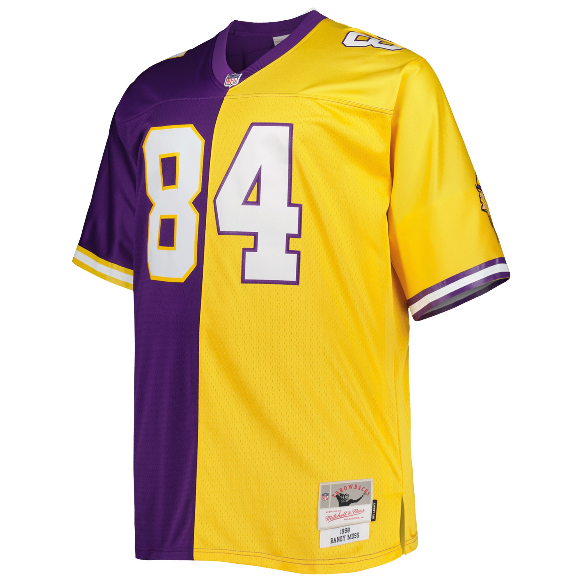 Randy Moss Minnesota Vikings Mitchell & Ness Big & Tall Split Legacy Retired Player Replica Jersey – Purple/Gold Clowdercats