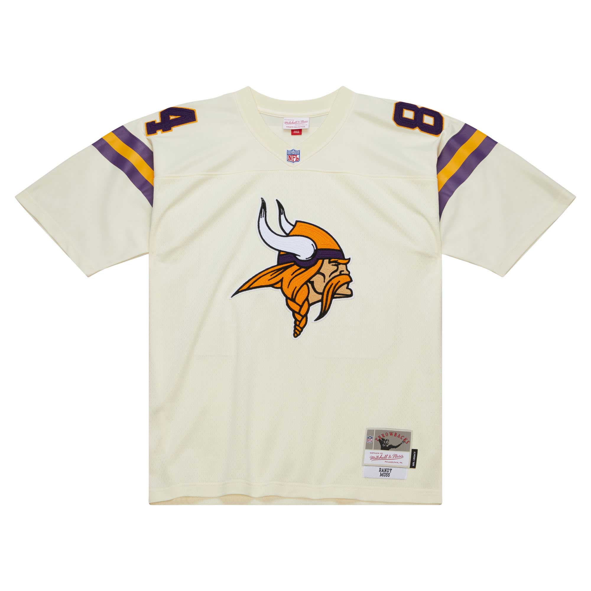 Randy Moss Minnesota Vikings Mitchell & Ness Chainstitch Legacy Jersey – Cream Clowdercats