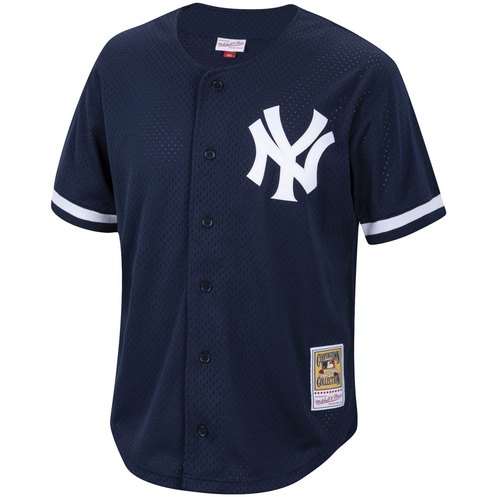 Reggie Jackson New York Yankees Mitchell & Ness Cooperstown Collection Mesh Batting Practice Button-Up Jersey – Navy
