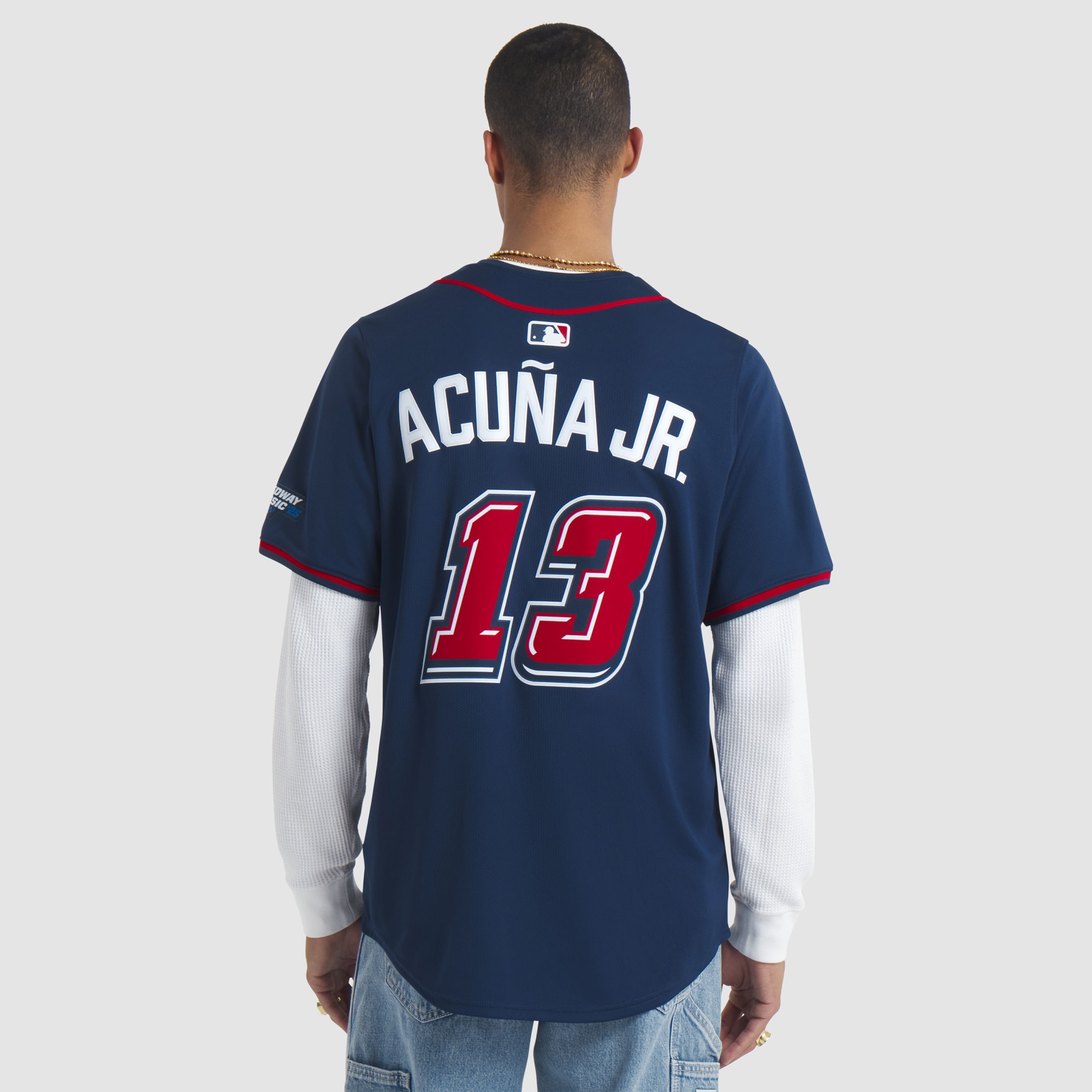 Ronald Acuna Jr. Atlanta Braves Nike 2025 MLB Speedway Classic Alternate Limited Player Jersey – Navy