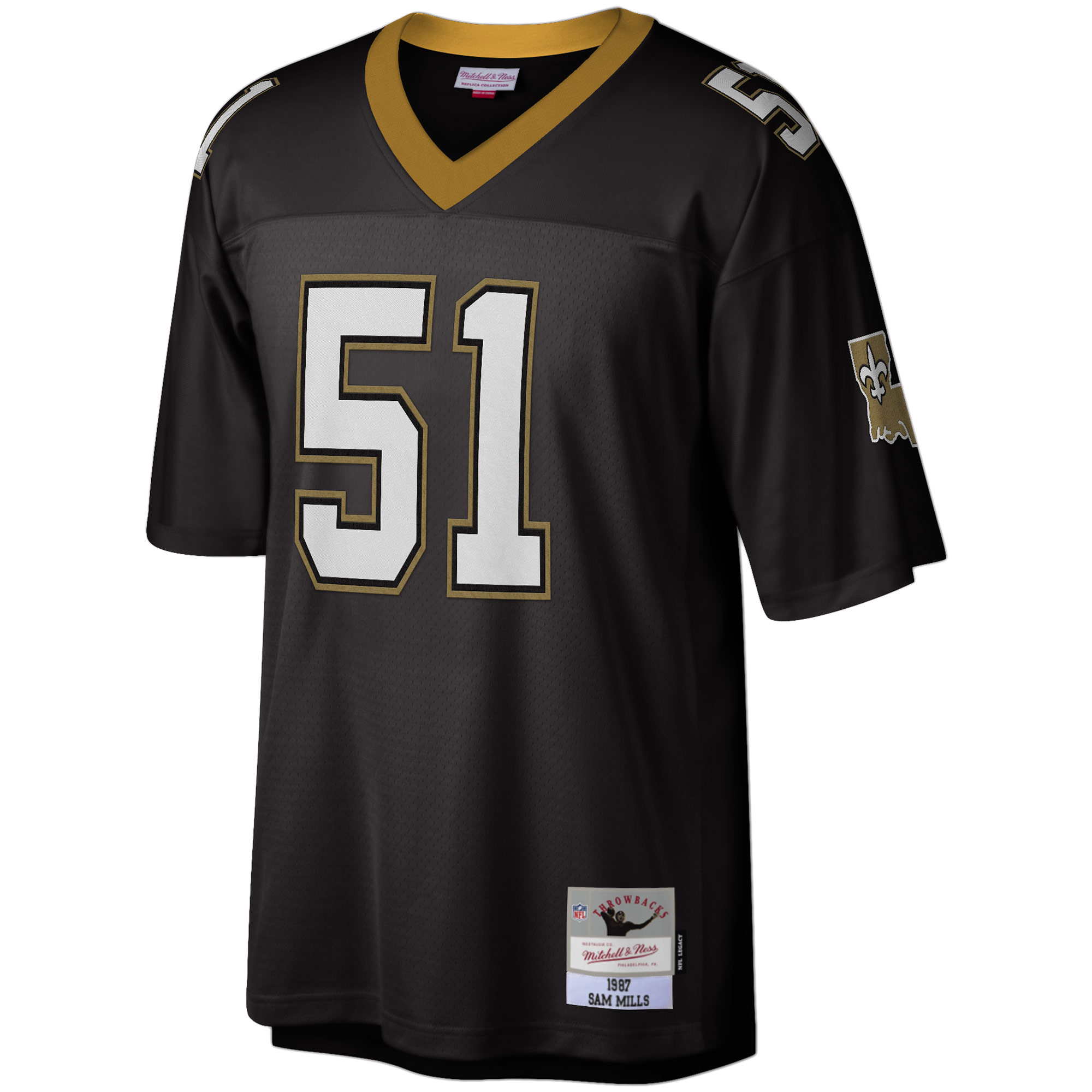 Sam Mills New Orleans Saints Mitchell & Ness Legacy Replica Jersey – Black Clowdercats