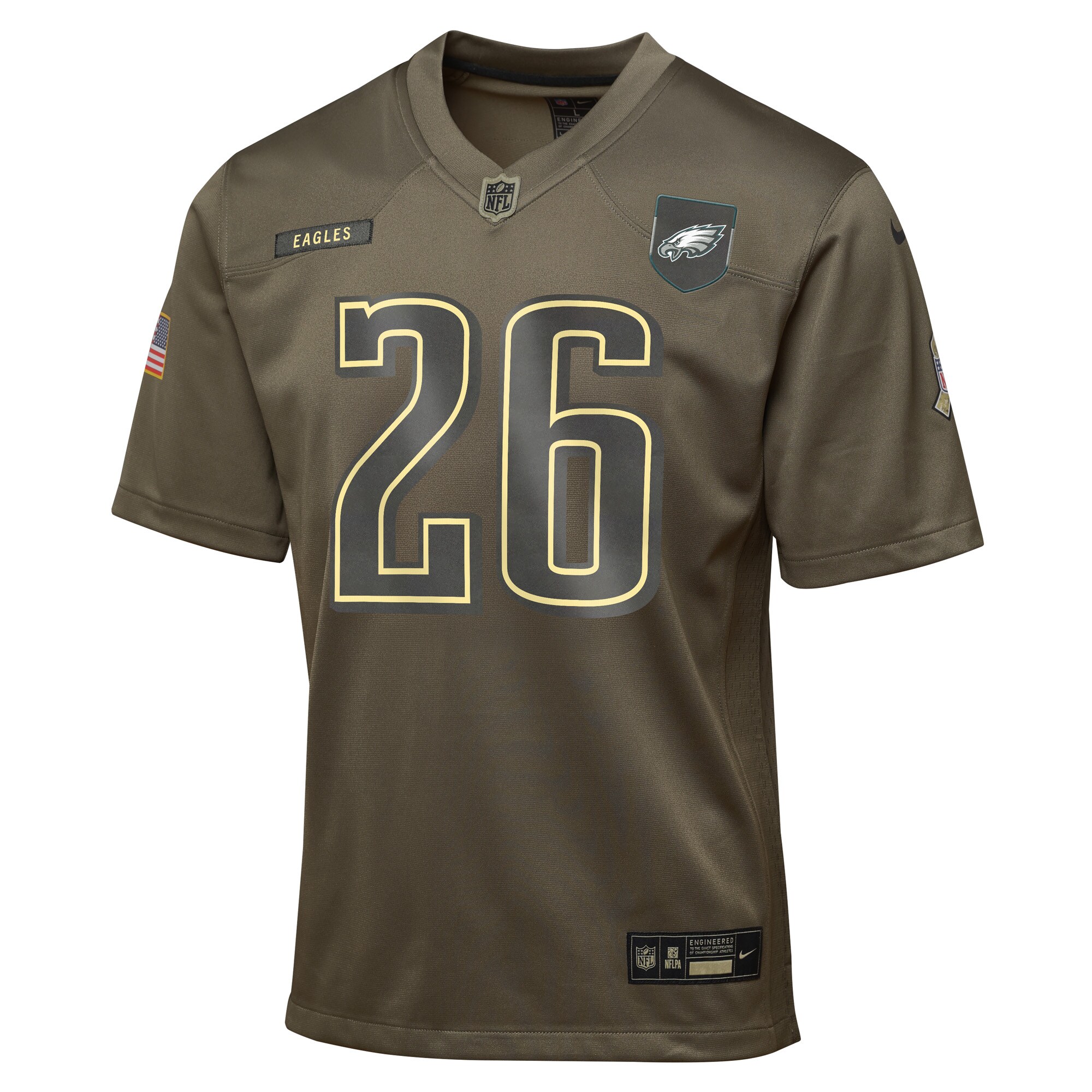 Saquon Barkley Philadelphia Eagles Nike Youth 2025 Salute to Service Game Jersey – Olive Clowdercats