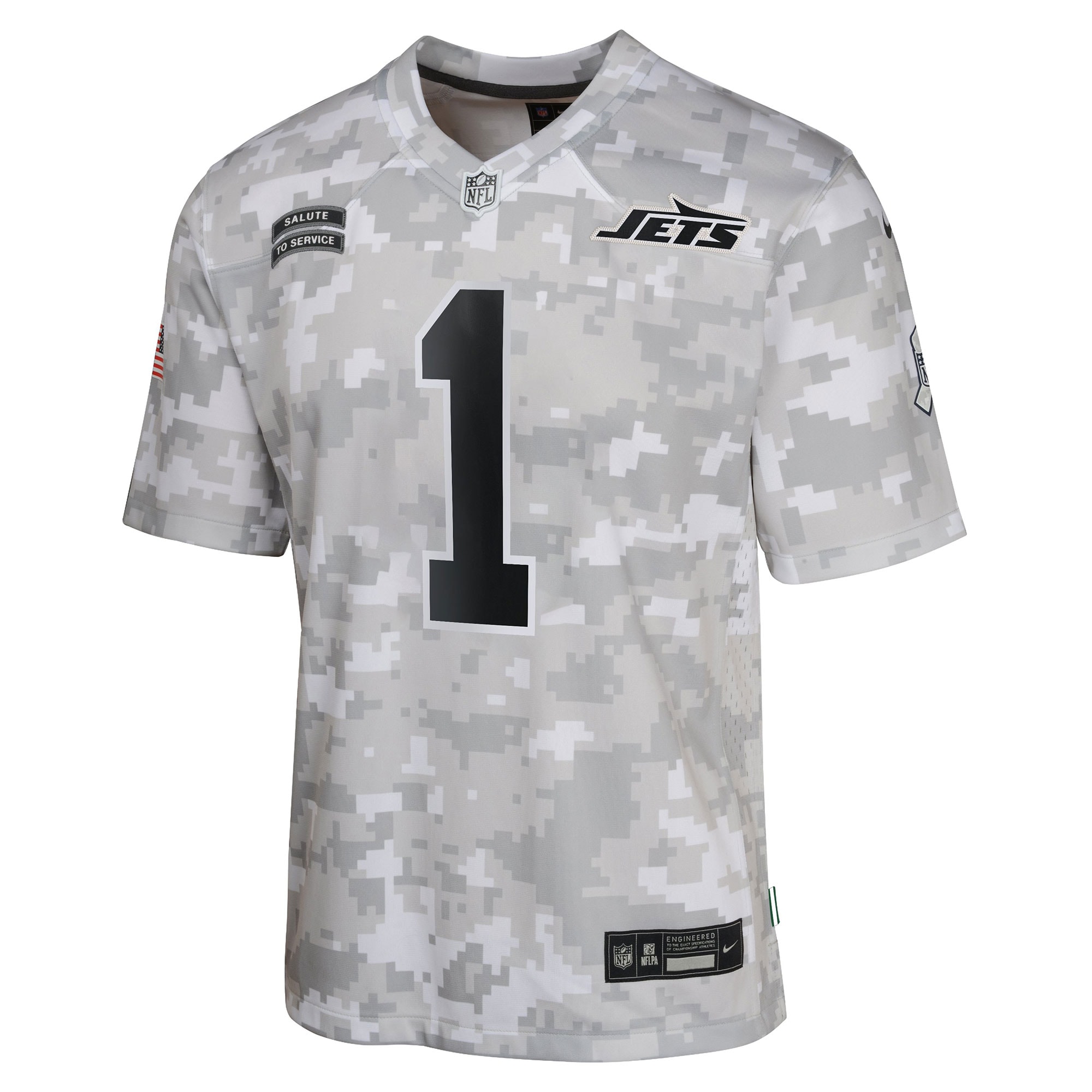Sauce Gardner New York Jets Nike Youth 2024 Salute to Service Game Jersey – Arctic Camo Clowdercats