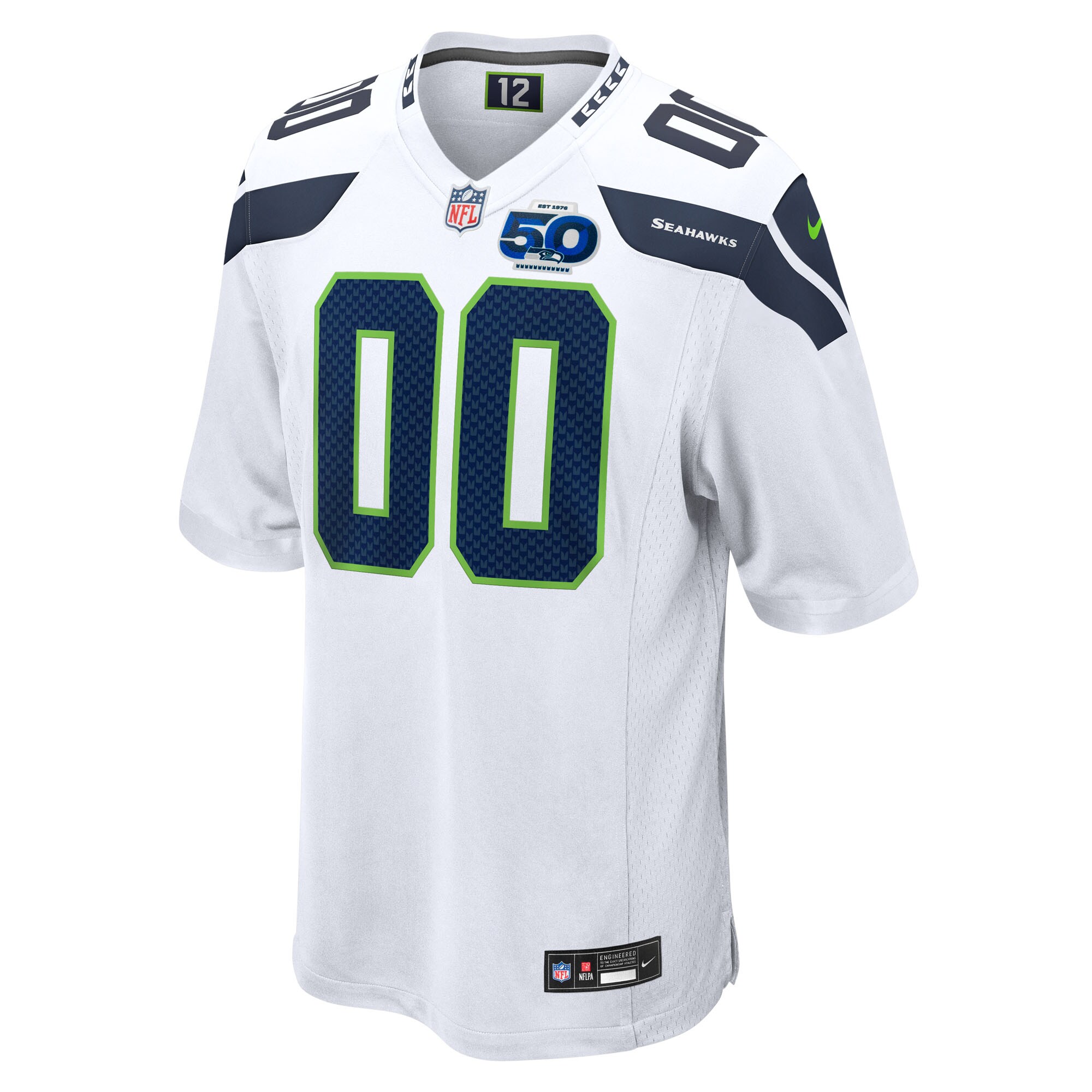 Seattle Seahawks Nike 50th Season Away Custom Game Jersey – White Clowdercats
